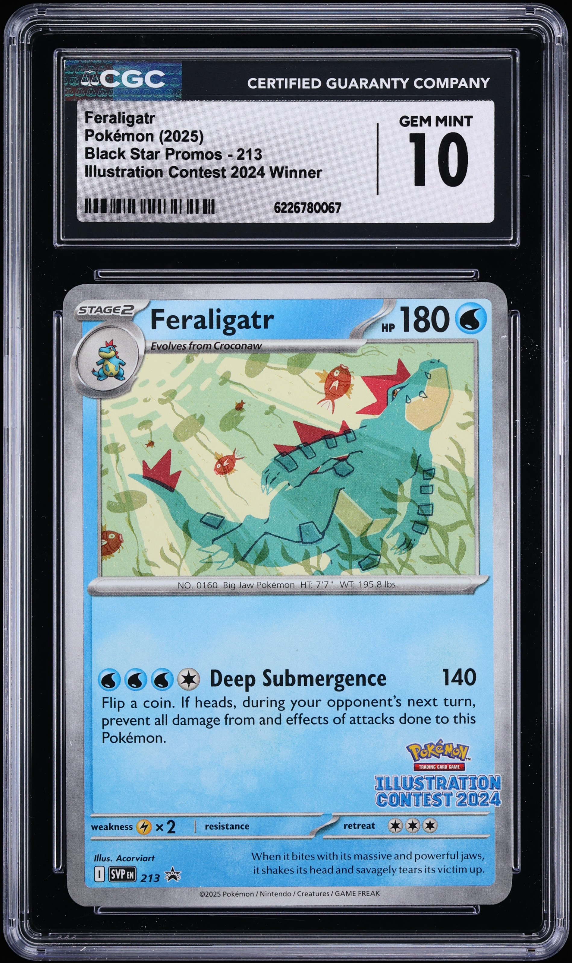 2025 Pokemon Scarlet & Violet Promo Illustration Contest '24 Winner Feraligatr #213 CGC 10 GEM