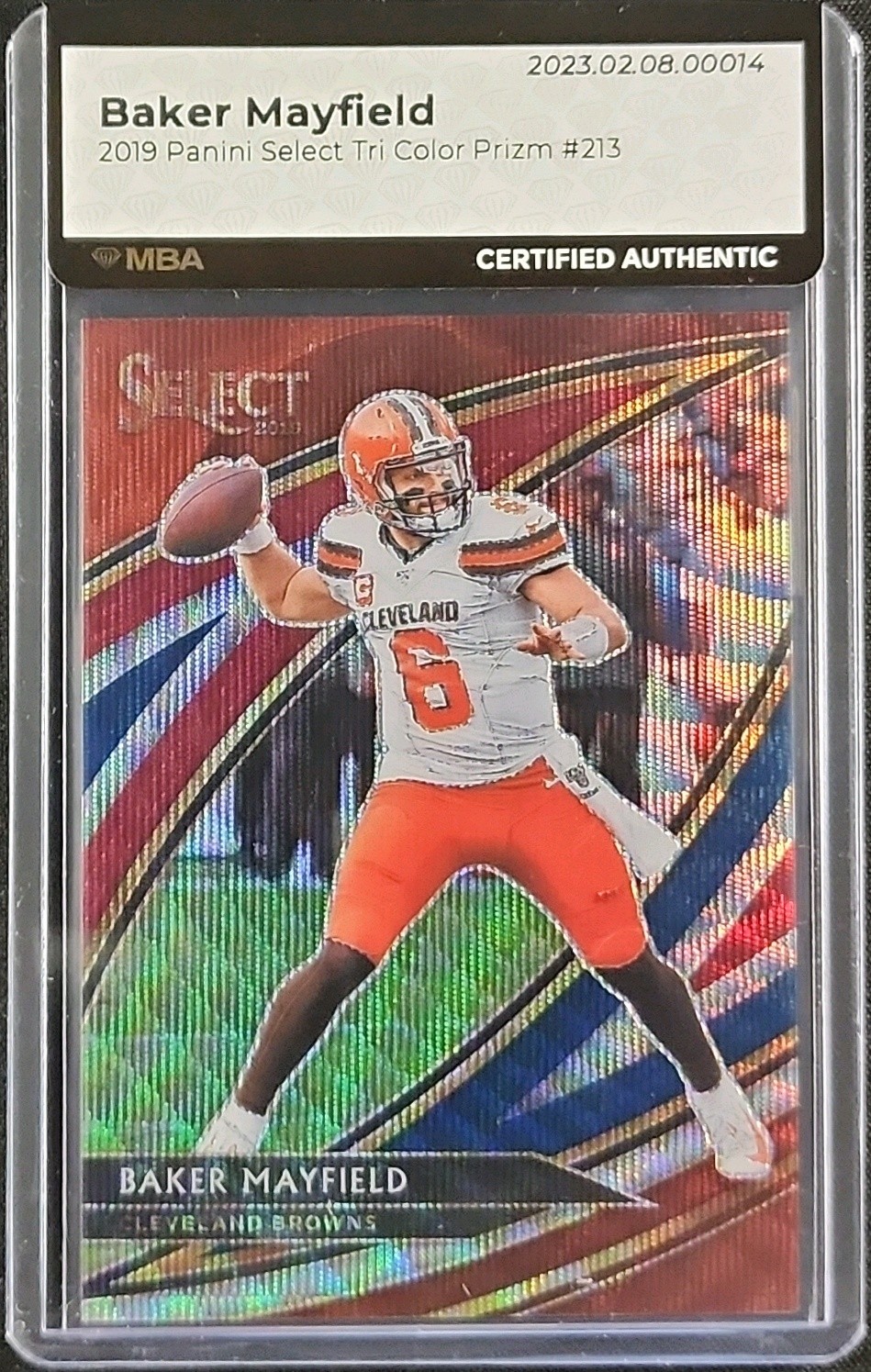 2019 Select Field Level Tri-Color Prizm Baker Mayfield /99 #213 MBA AUTH
