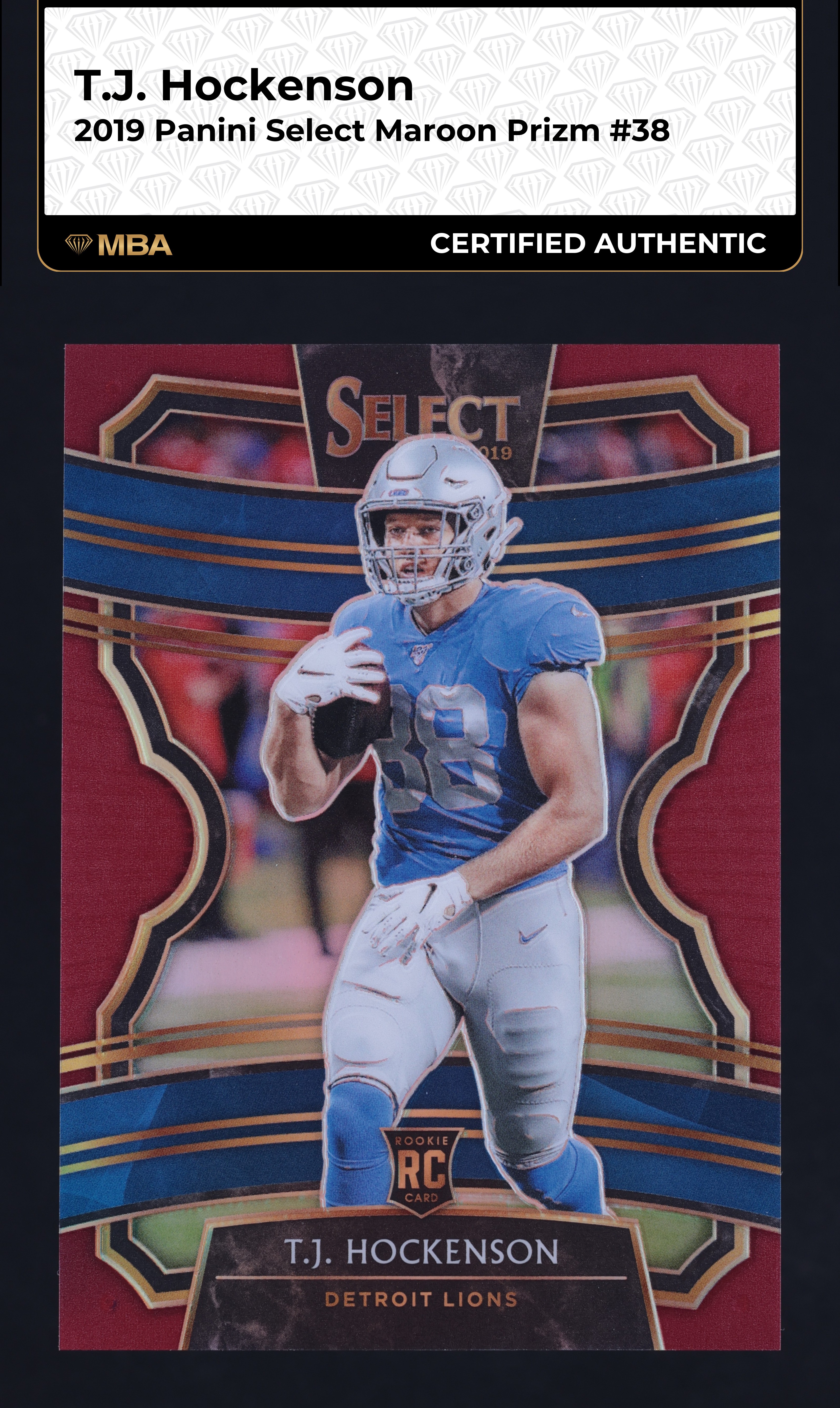 2019 Select Concourse Maroon Prizm T.J. Hockenson ROOKIE /149 #38 MBA AUTH