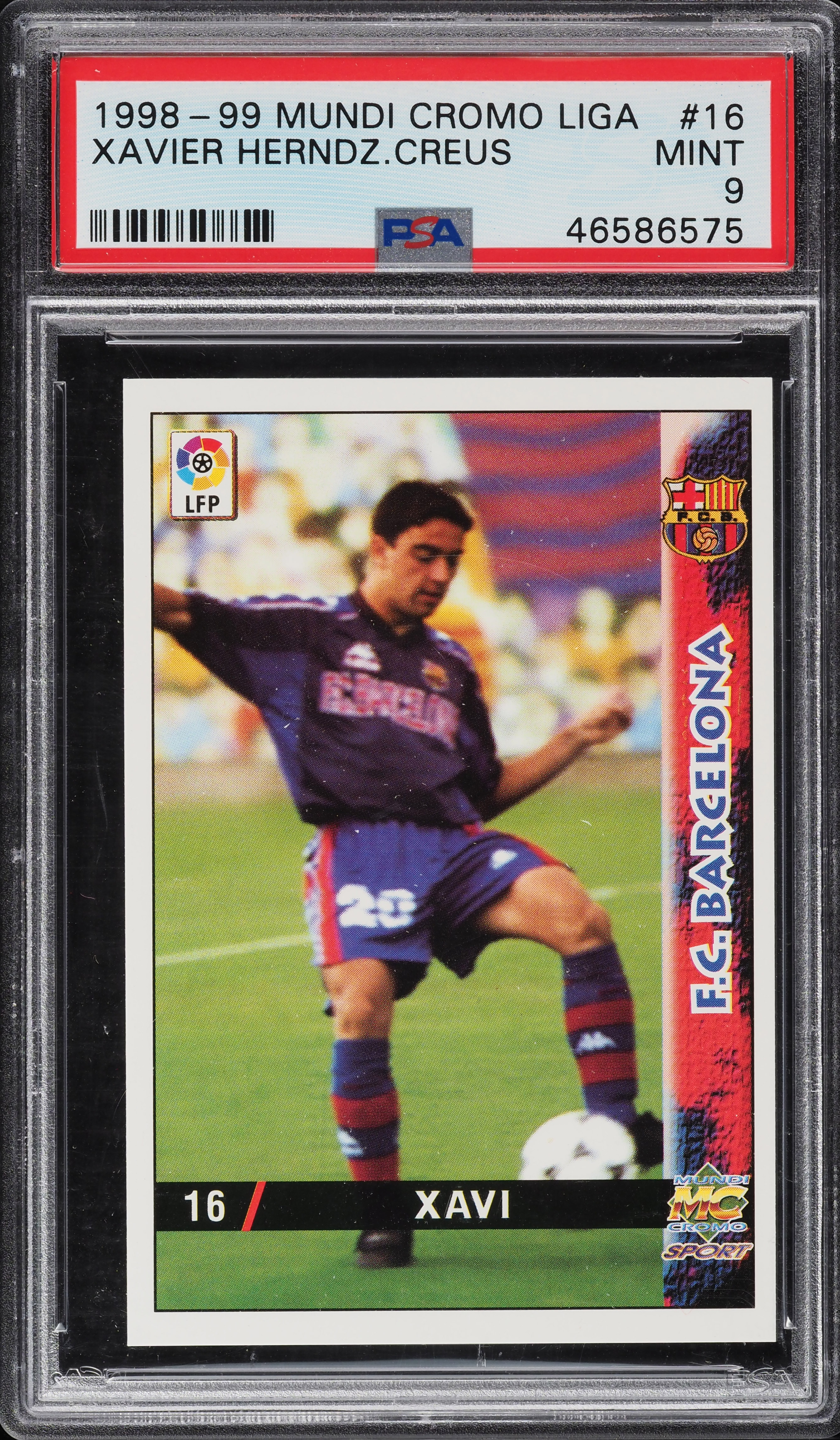 1998 Mundi Cromo Liga Soccer Xavi ROOKIE #16 PSA 9 MINT