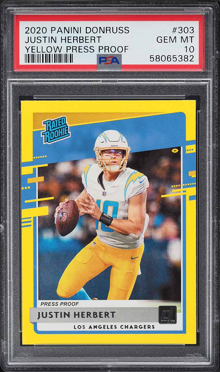 2020 Donruss Yellow Press Proof Justin Herbert ROOKIE #303 PSA 10 GEM MINT