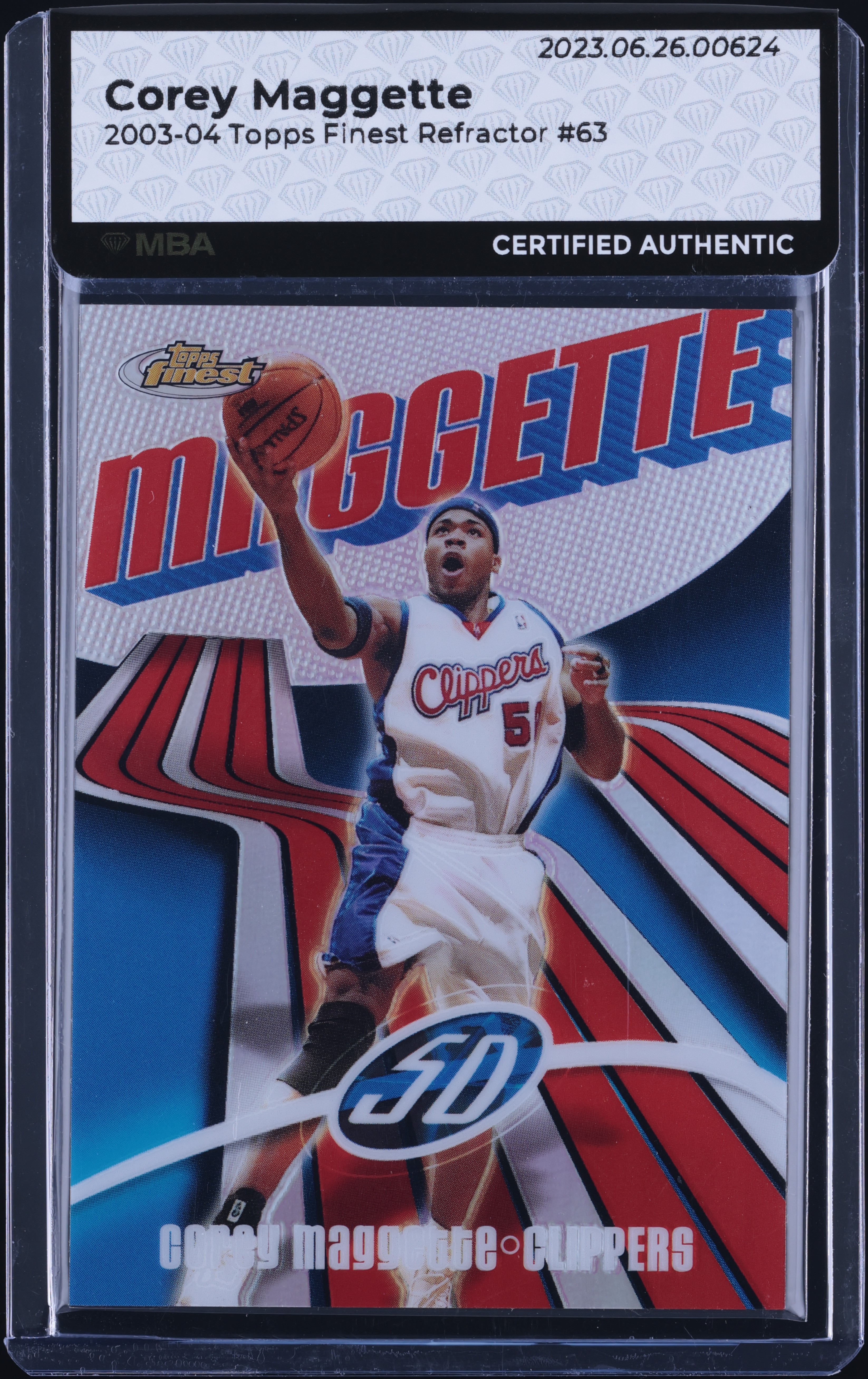 2003 Finest Refractor Corey Maggette /250 #63 MBA AUTH