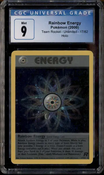2000 Pokemon Team Rocket #17 Rainbow Energy Holo CGC 9
