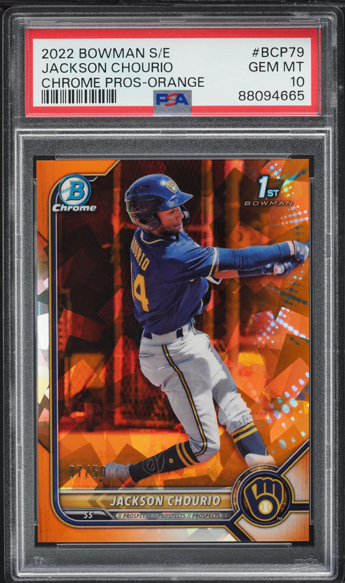 2022 Bowman Chrome Sapphire Orange Jackson Chourio PROSPECT /50 #BCP79 PSA 10