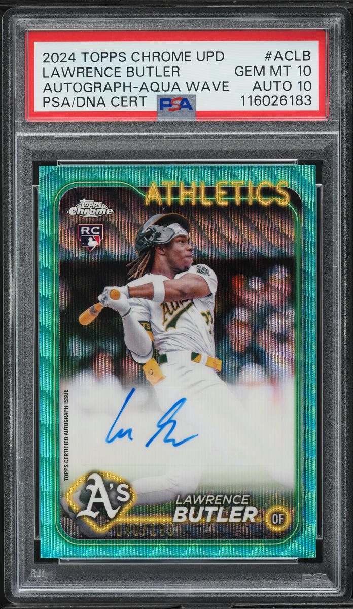 2024 Topps Chrome Update Aqua Wave Lawrence Butler RC AUTO DNA 10 /199 PSA 10
