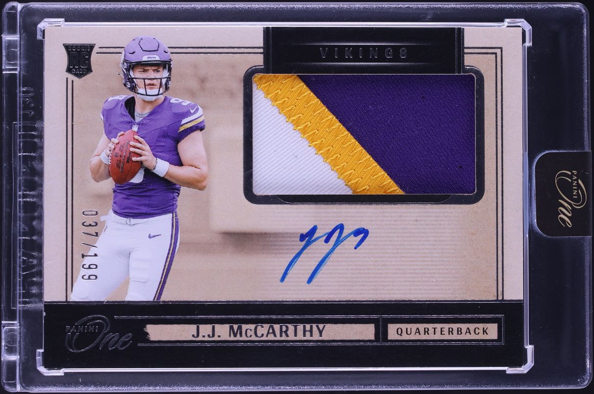 2024 Panini One J.J. McCarthy ROOKIE PATCH AUTO /199 #1