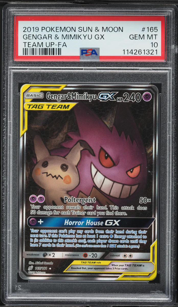 2019 Pokemon Sun & Moon Team Up Alt Art Gengar & Mimikyu GX #165 PSA 10 GEM MINT