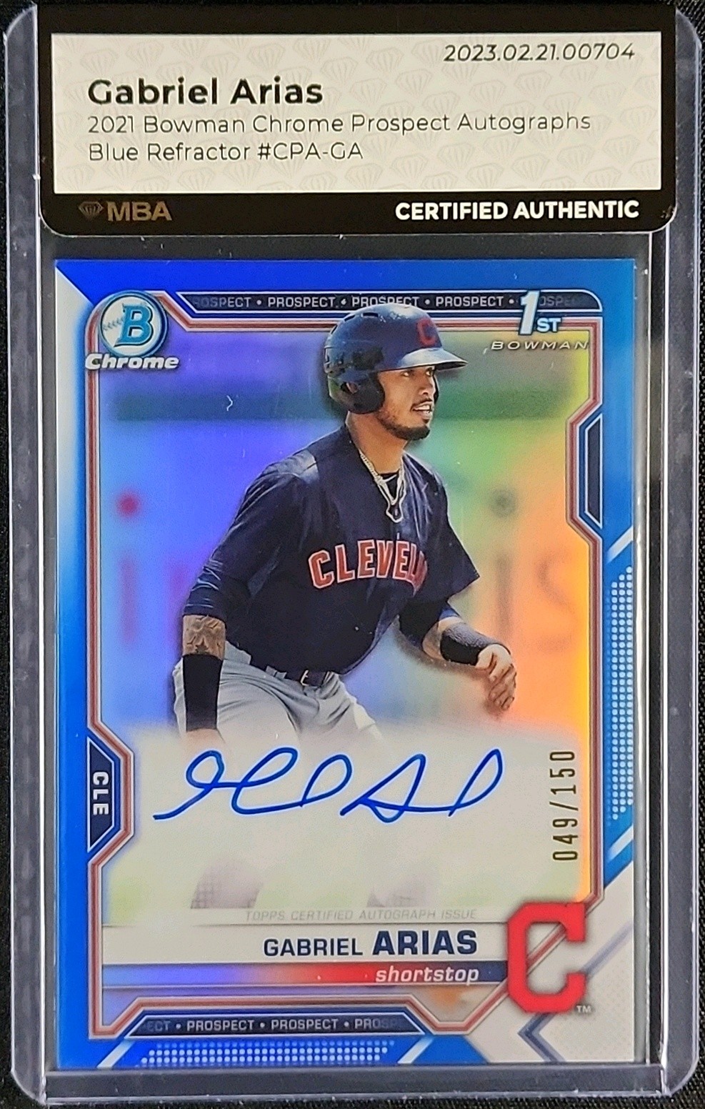 2021 Bowman Chrome Blue Refractor Gabriel Arias ROOKIE AUTO /150 MBA AUTH