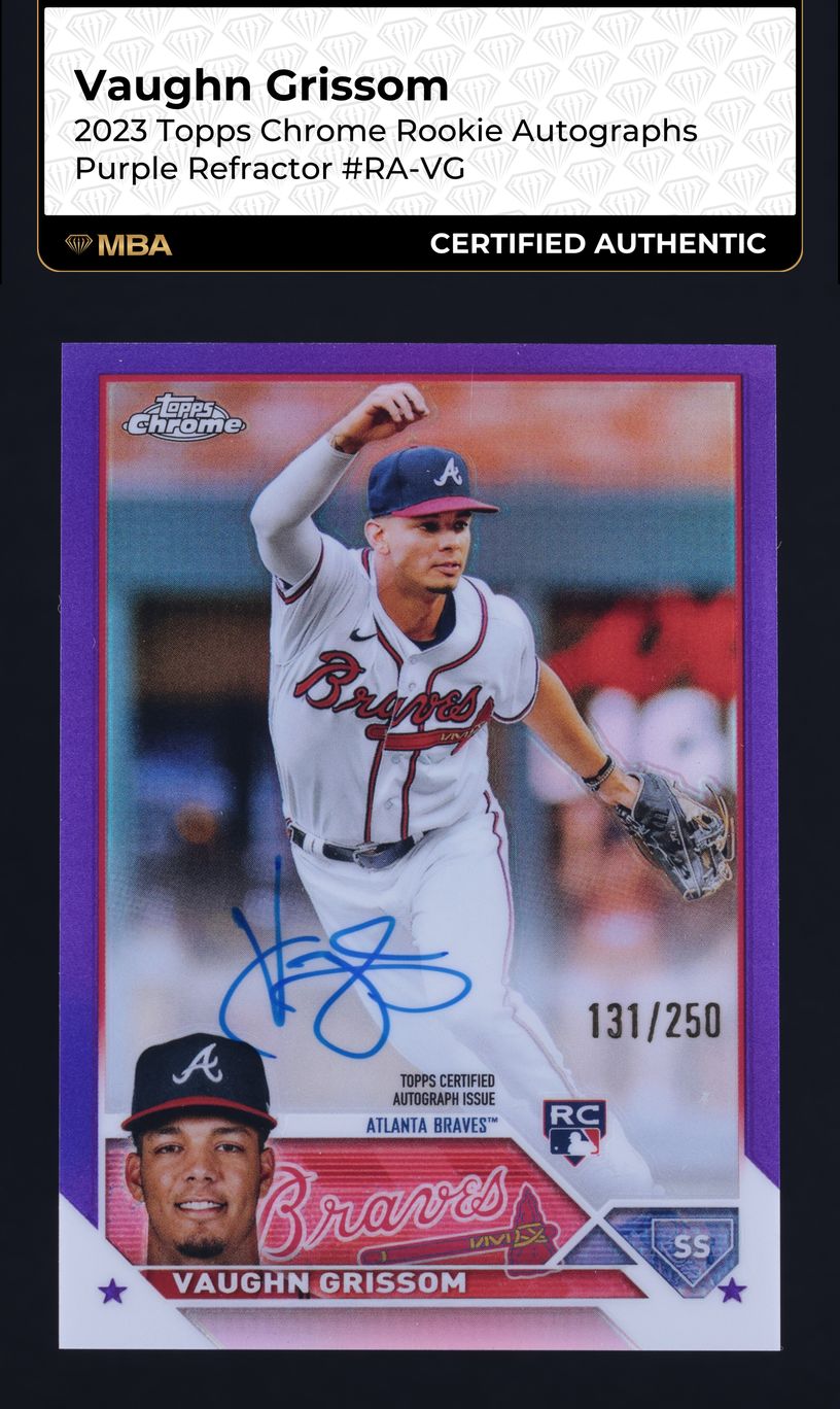 2023 Topps Chrome Purple Refractor Vaughn Grissom ROOKIE AUTO /250 MBA AUTH