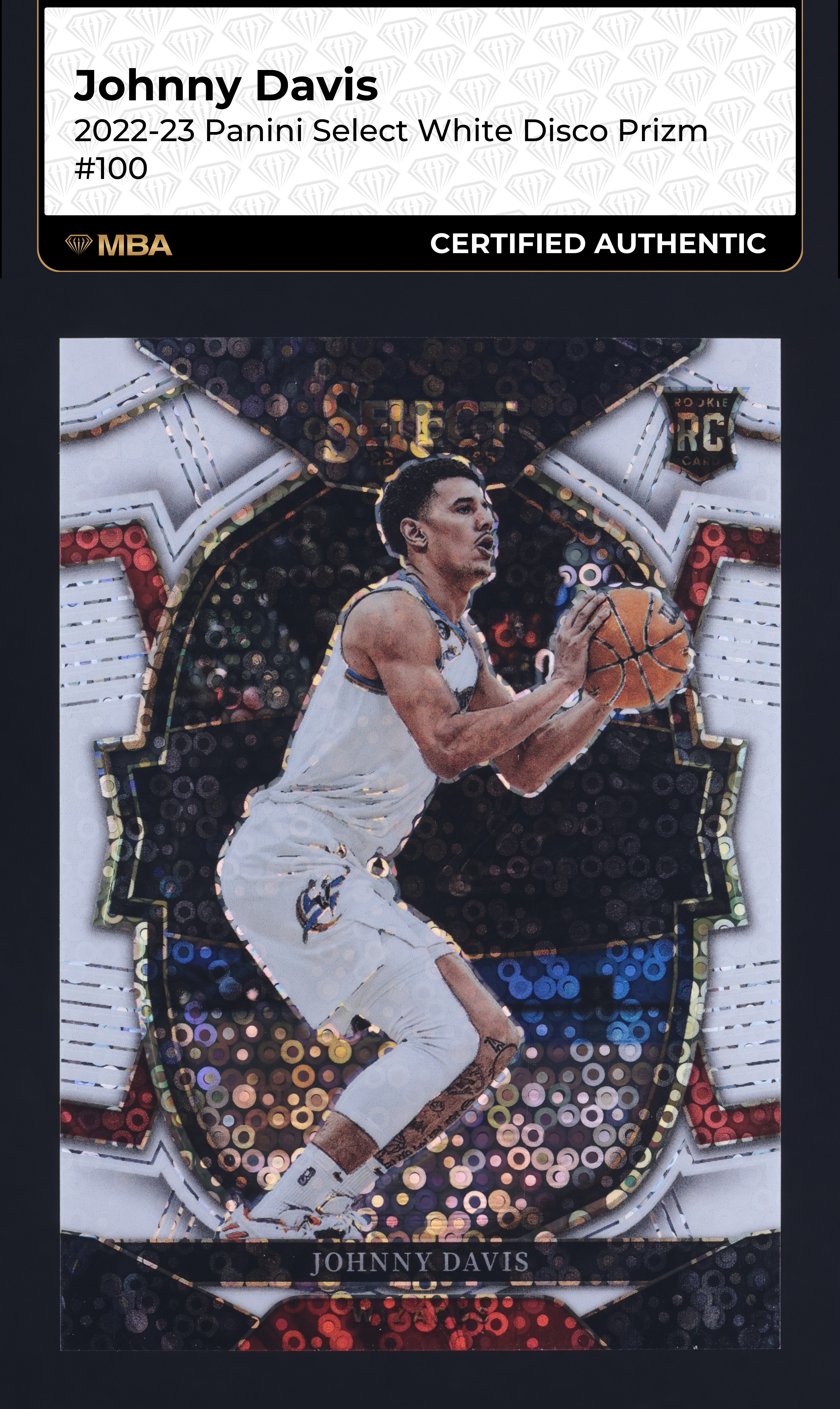 2022 Select Concourse White Disco Prizm Johnny Davis ROOKIE /75 #100 MBA AUTH