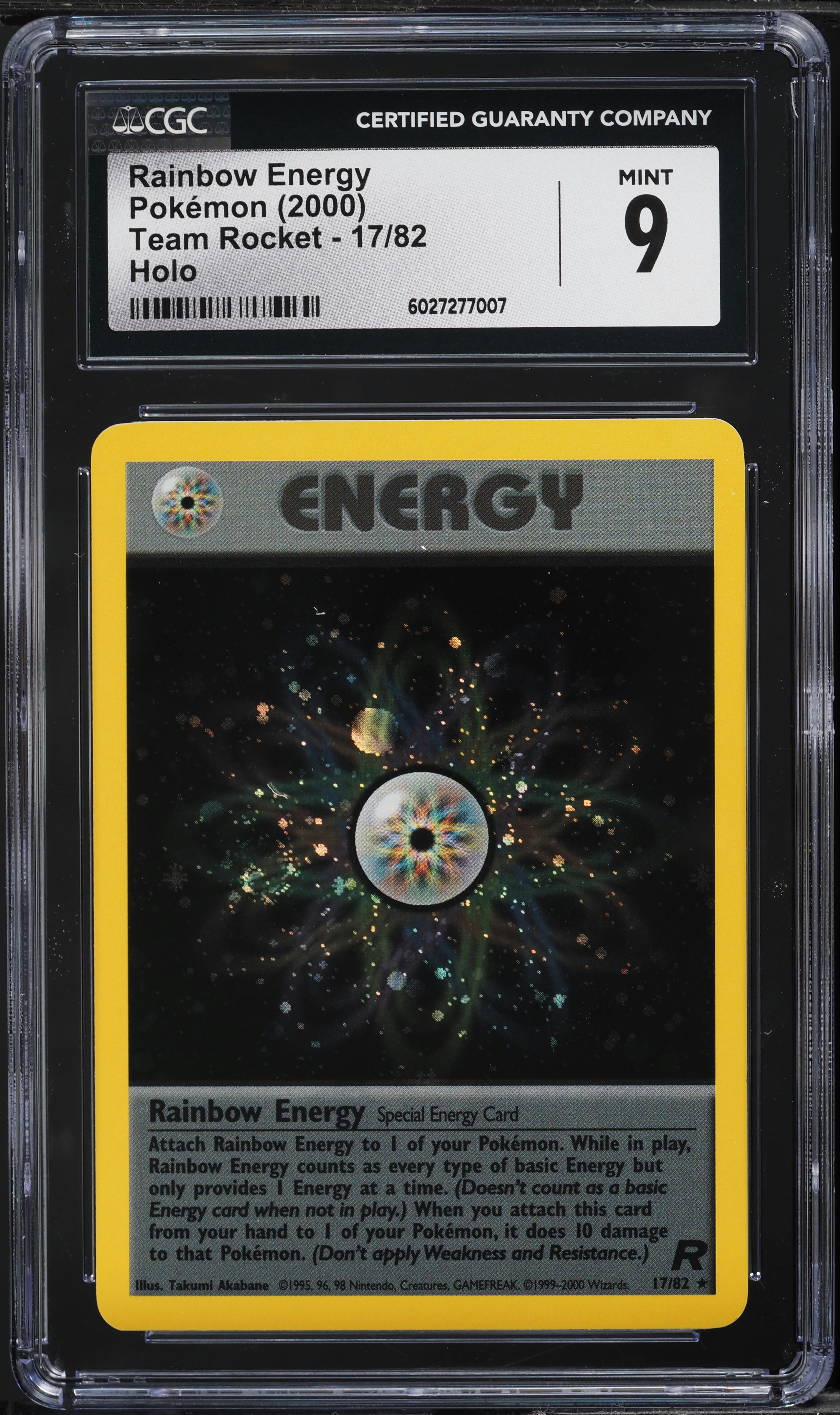 2000 Pokemon Team Rocket Holo Rainbow Energy #17 CGC 9 MINT