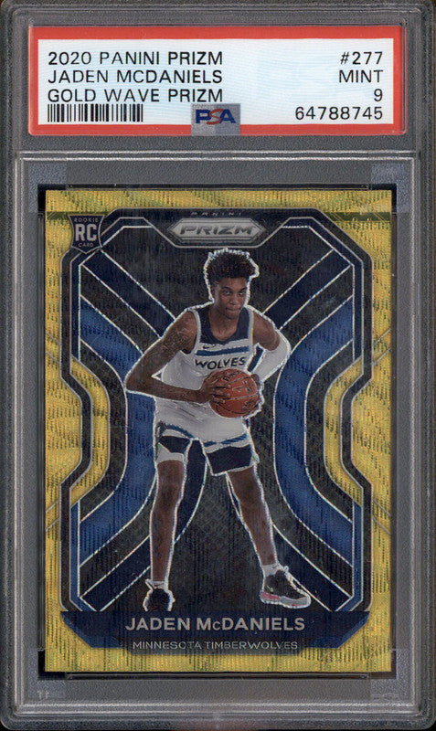 2020 Panini Prizm Gold Wave Prizm #277 Jaden Mcdaniels RC PSA 9