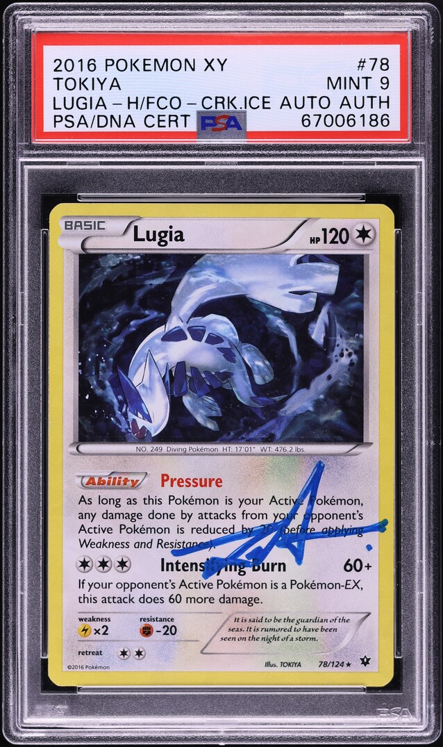 2016 Pokemon XY Fates Collide Cracked Ice Holo Lugia Toykiya AUTO DNA #78 PSA 9