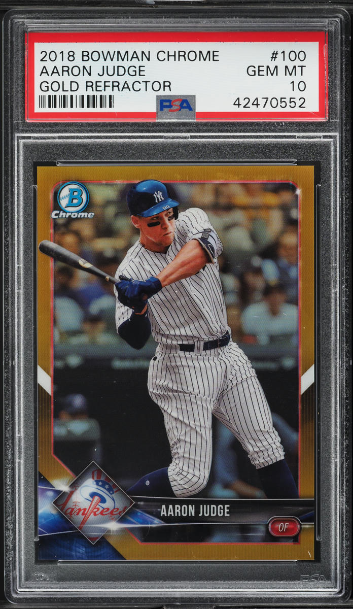 2018 Bowman Chrome Gold Refractor Aaron Judge /50 #100 PSA 10 GEM MINT
