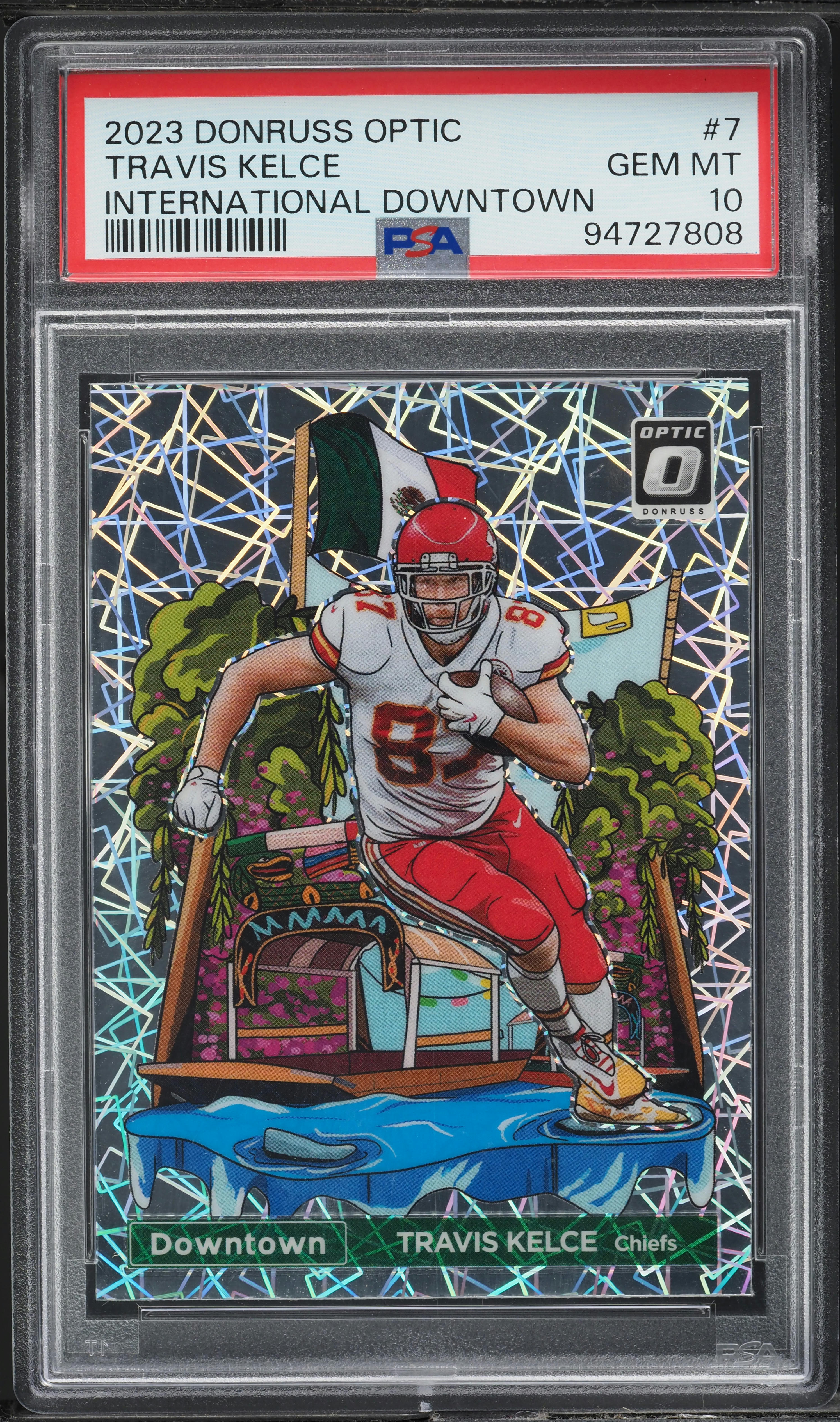 2023 Donruss Optic International Downtown Travis Kelce #7 PSA 10 GEM MINT