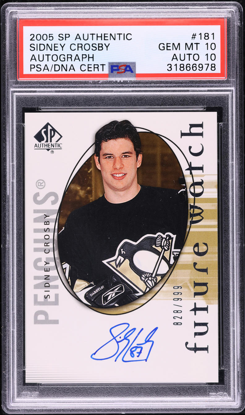 2005 SP Authentic Future Watch Sidney Crosby ROOKIE AUTO DNA 10 /999 #181 PSA 10