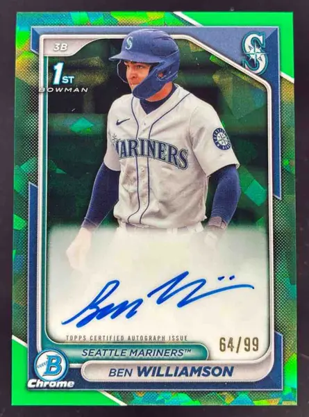 2024 Bowman Sapphire Chrome Autograph Green #BSPA-BWI Ben Williamson RC Auto /99