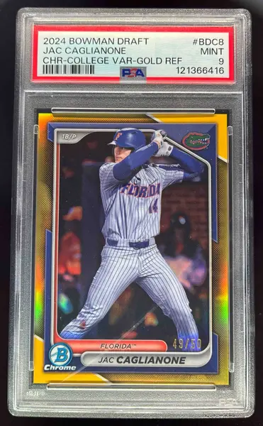 2024 Bowman Draft Chrome College Variations Gold #BDC-8 Jac Caglianone /50 PSA 9