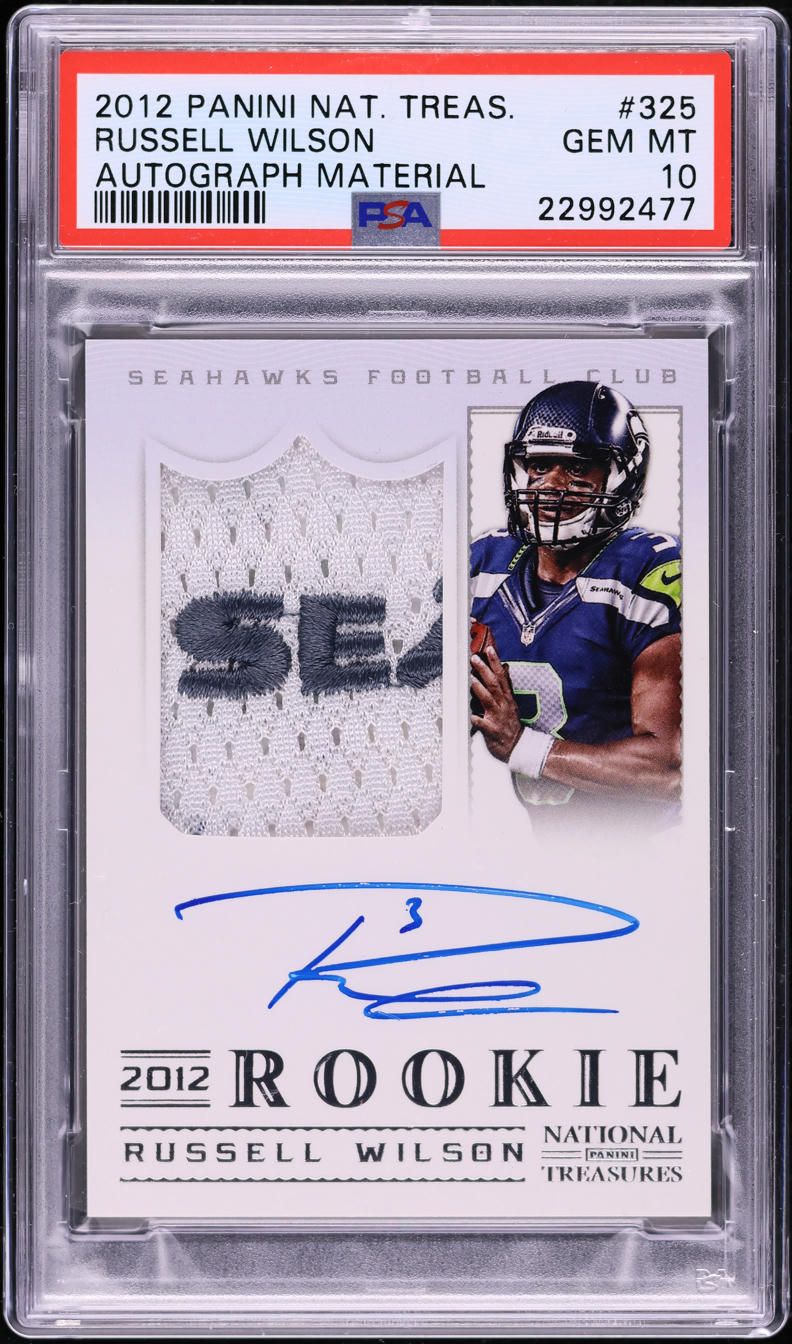 2012 National Treasures Russell Wilson ROOKIE PATCH AUTO /99 PSA 10 GEM MINT