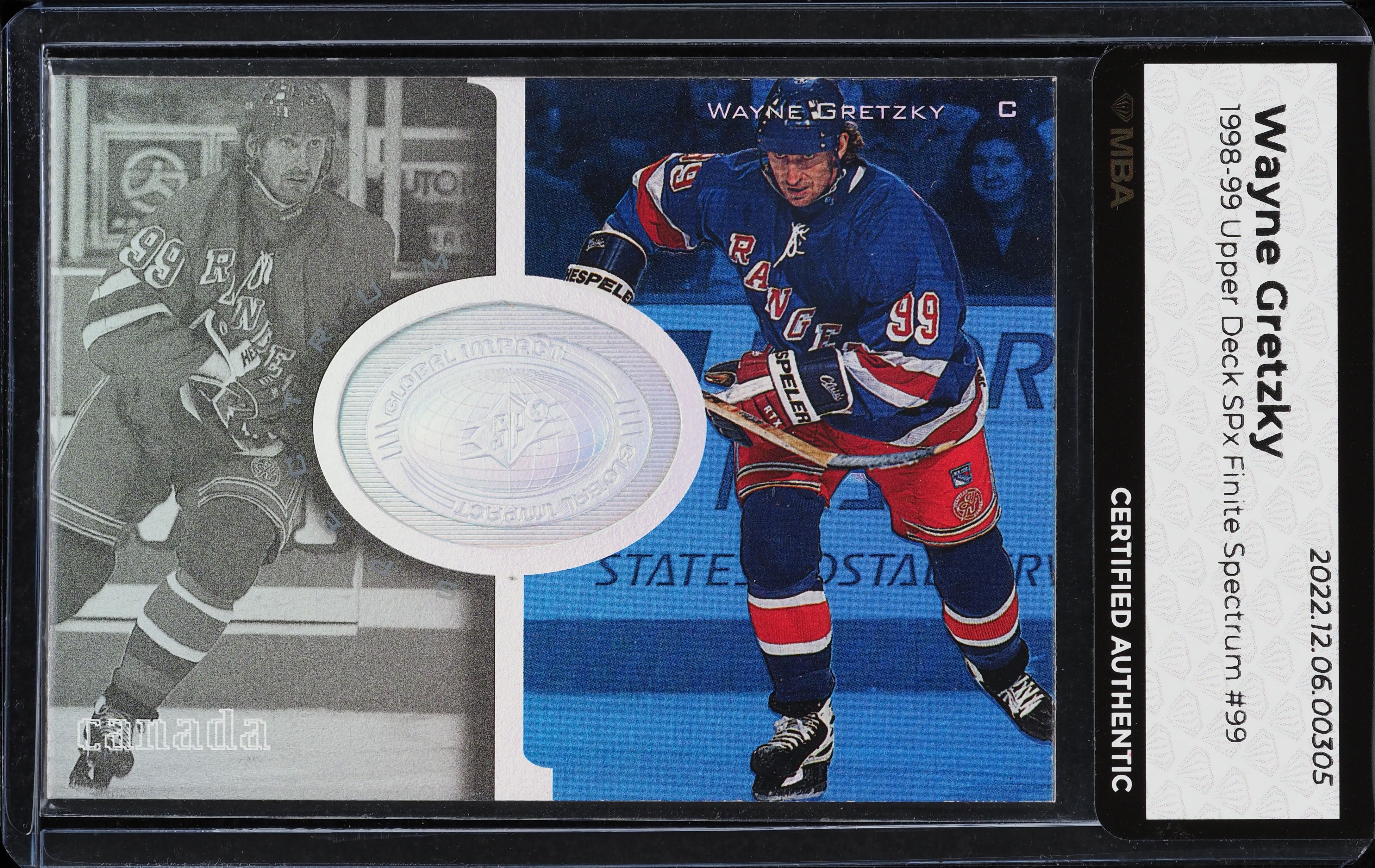 1998 SPx Finite Spectrum Wayne Gretzky /225 #99 MBA AUTH
