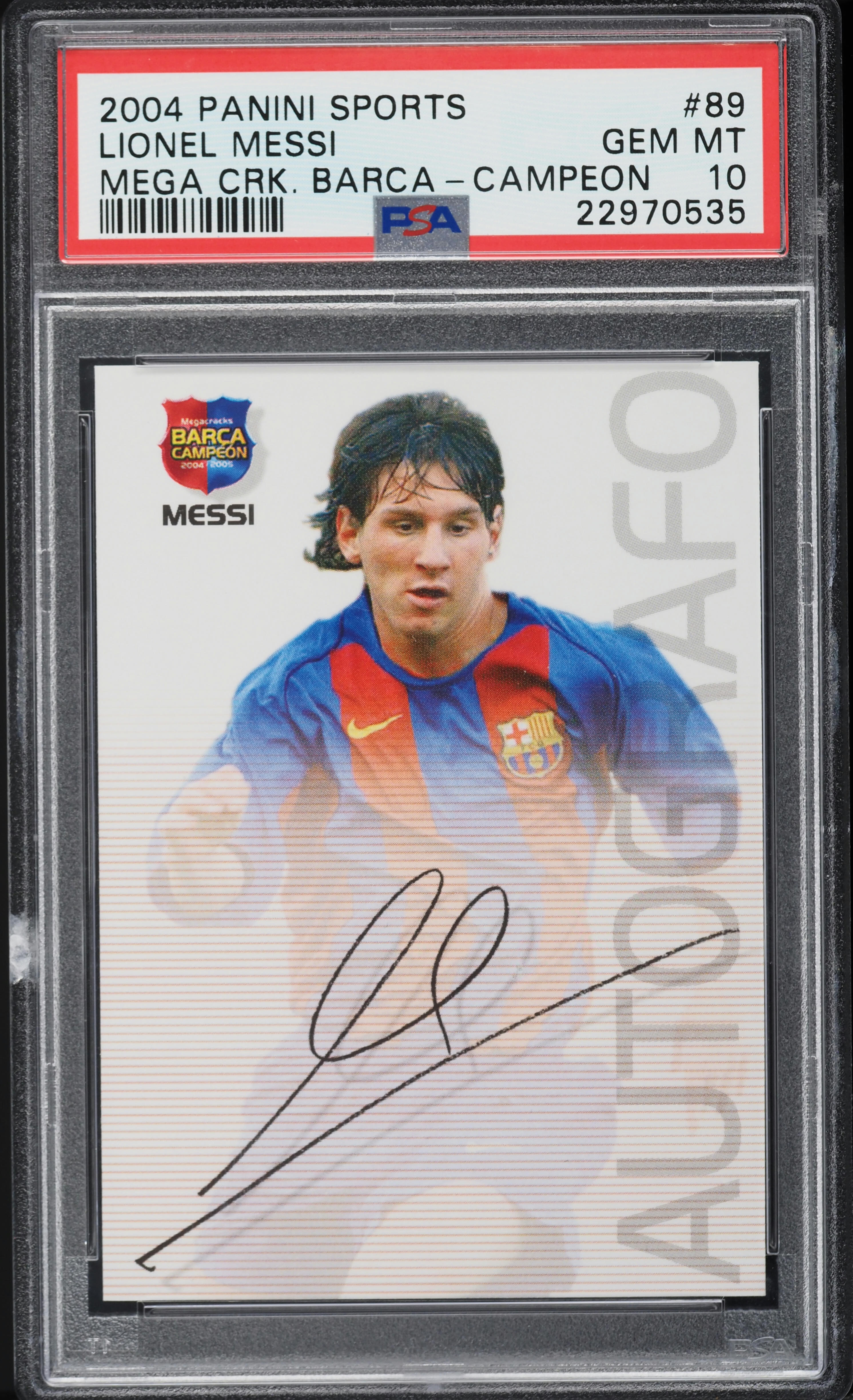 2004 Panini Sports Mega Cracks Barca Campeon Lionel Messi ROOKIE #89 PSA 10 GEM