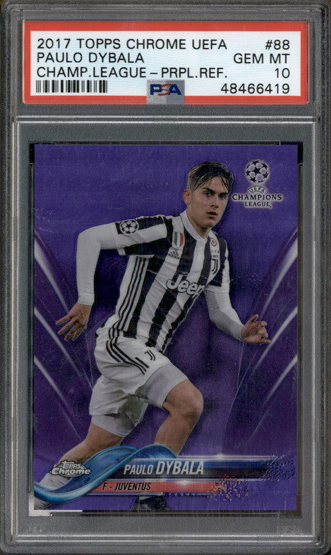 2017 Topps Chrome UEFA Champions League Purple Paulo Dybala /250 PSA 10