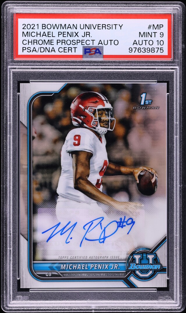 2021 Bowman University Michael Penix Jr. ROOKIE AUTO DNA 10 #MP PSA 9 MINT