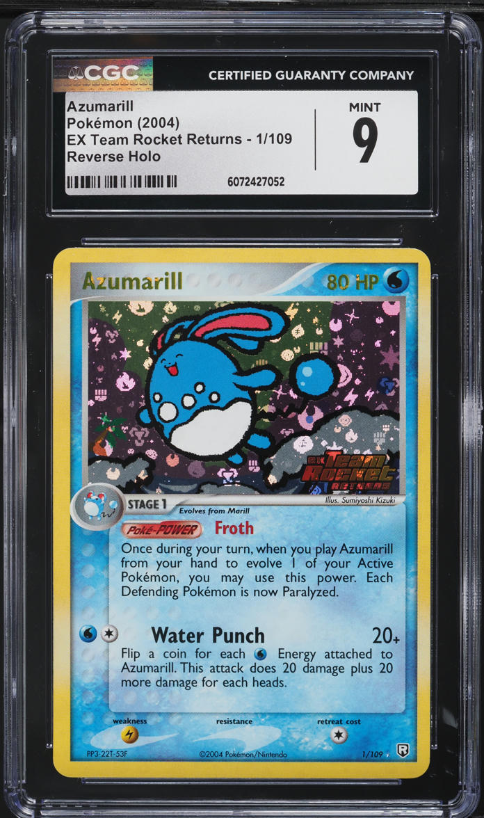2004 Pokemon EX Team Rocket Returns Reverse Holo Azumarill #1 CGC 9 MINT