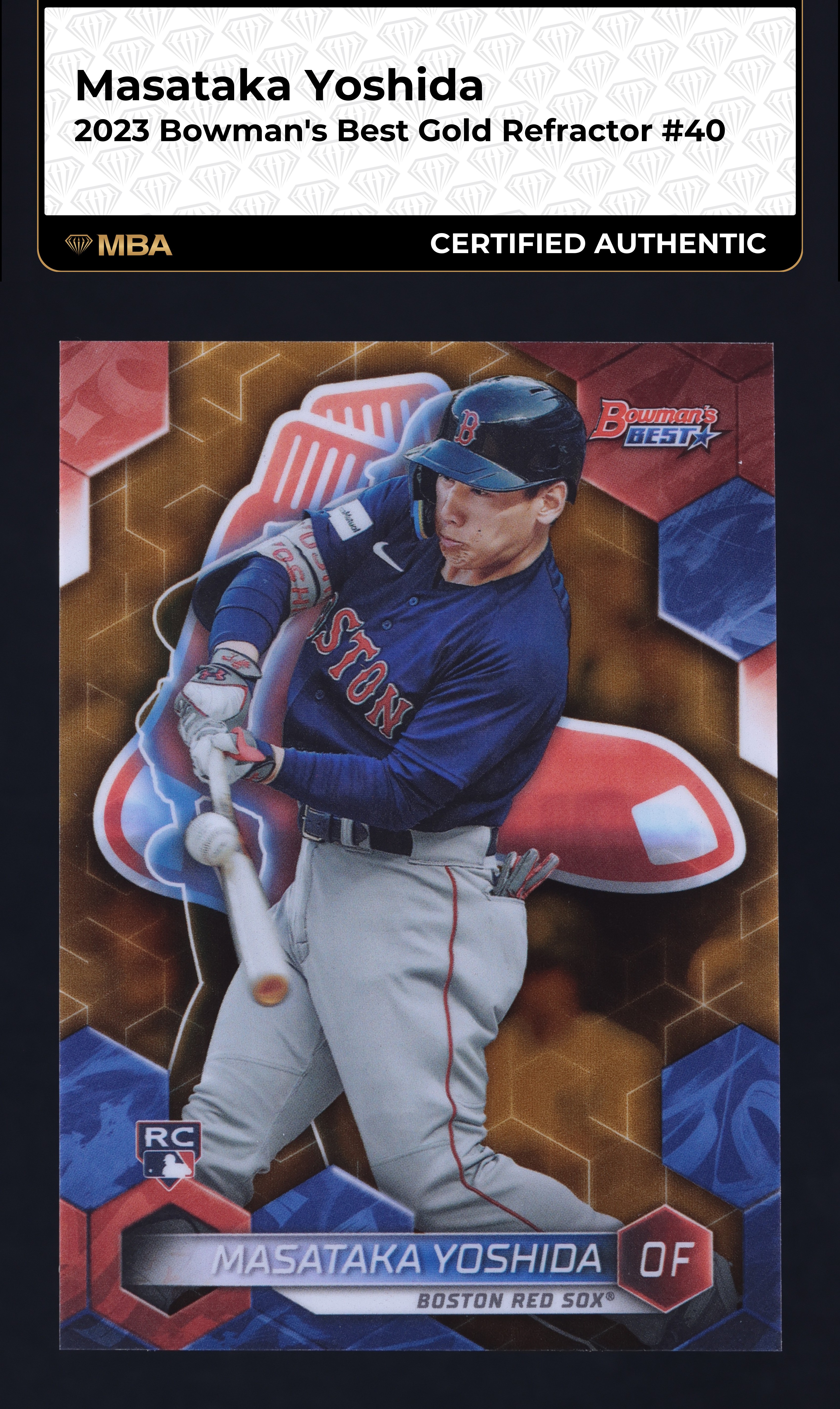 2023 Bowman's Best Gold Refractor Masataka Yoshida ROOKIE /50 #40 MBA AUTH