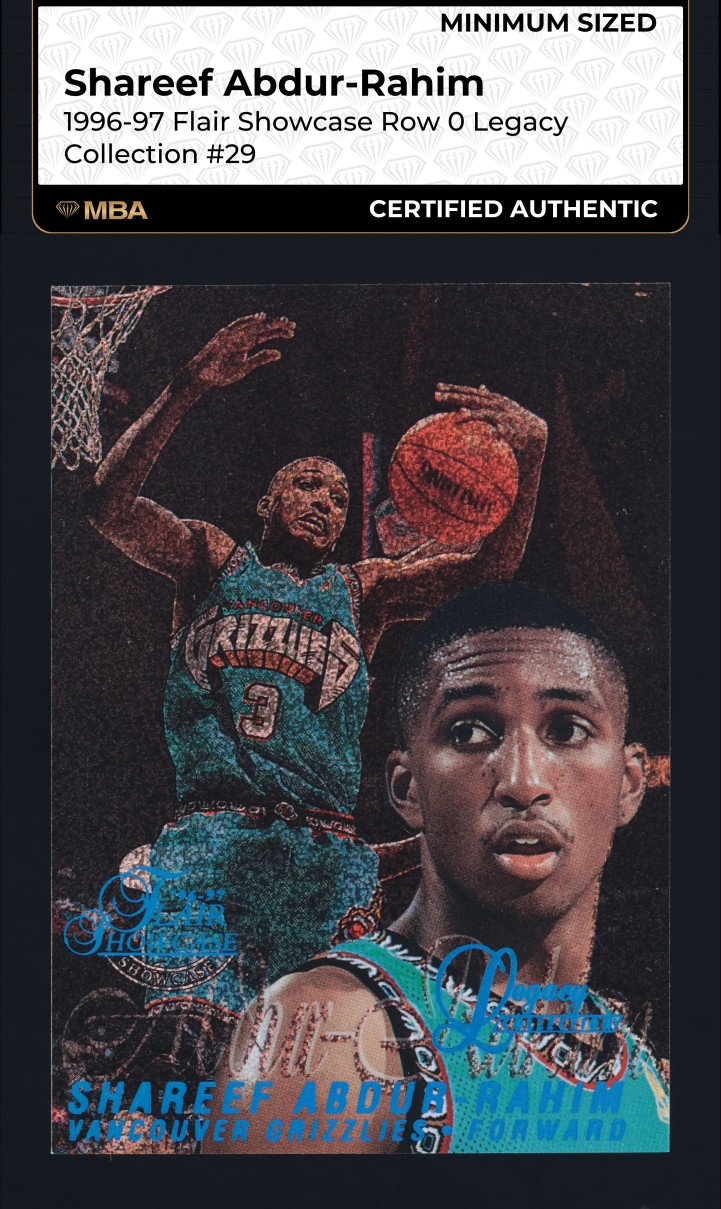1996 Flair Showcase Row 0 Legacy Shareef Abdur-Rahim RC /150 MBA AUTH Min Size