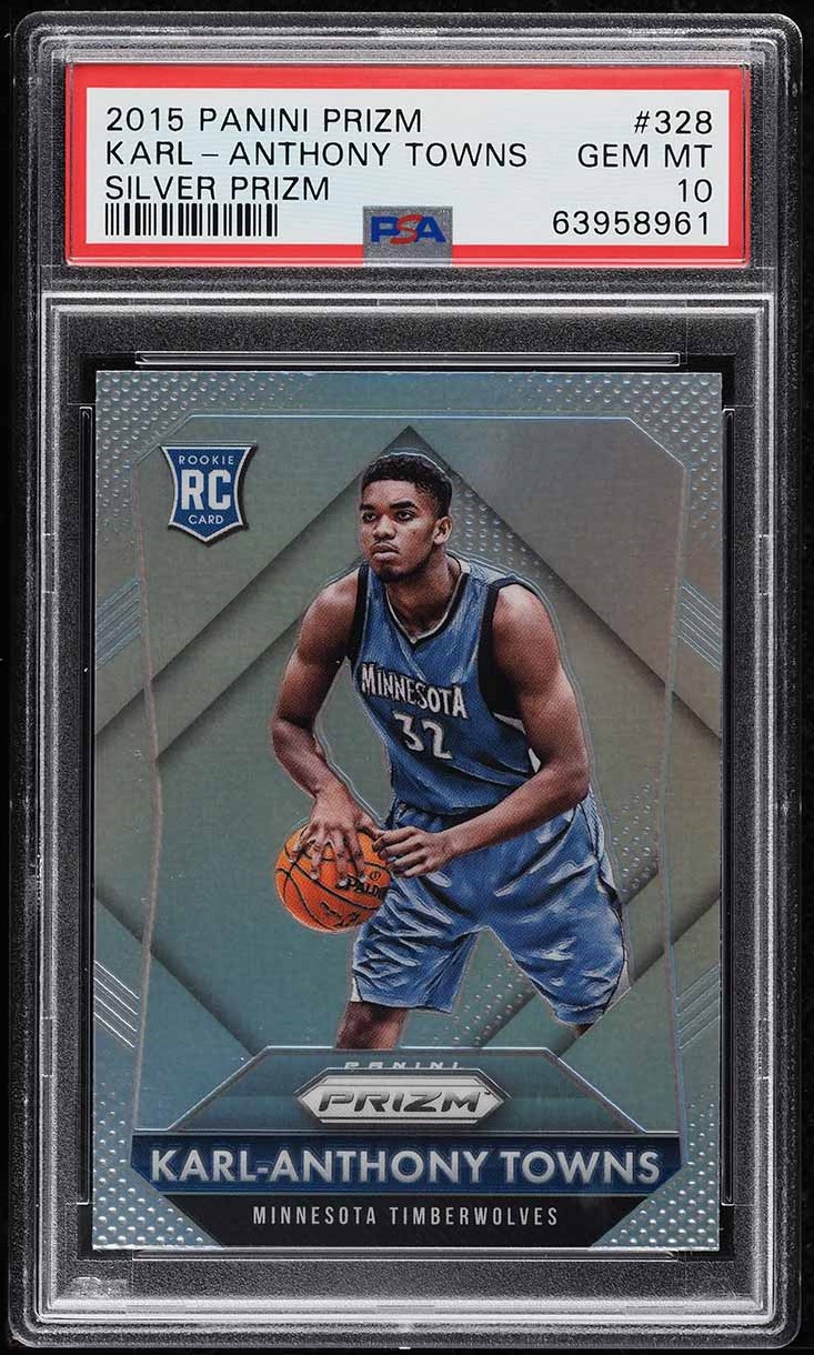 2015 Panini Prizm Silver Prizms Karl-Anthony Towns ROOKIE #328 PSA 10 GEM MINT