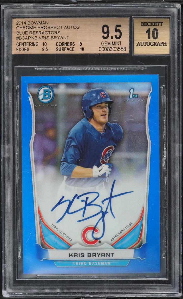 2014 Bowman Chrome Blue Refractor Kris Bryant ROOKIE AUTO /150 BGS 9.5 GEM MINT