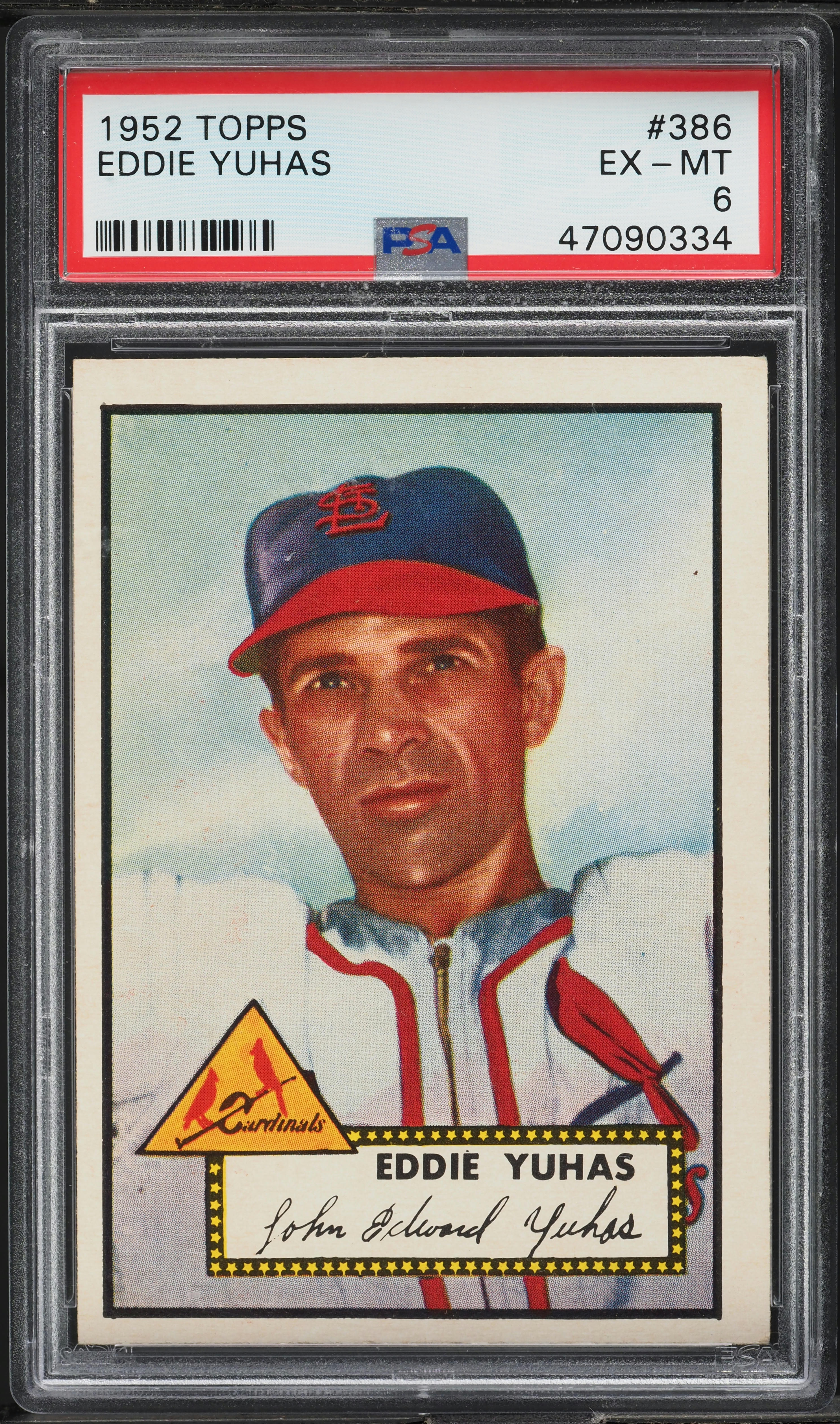 1952 Topps Eddie Yuhas #386 PSA 6 EXMT