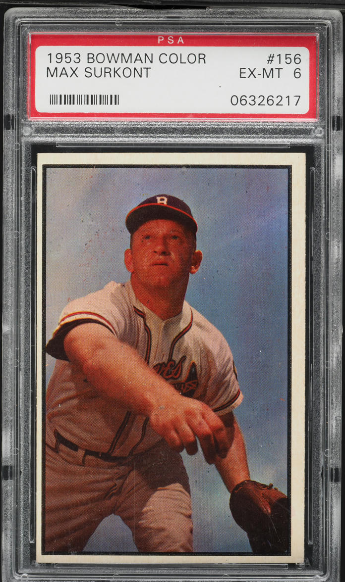 1953 Bowman Color Max Surkont #156 PSA 6 EXMT