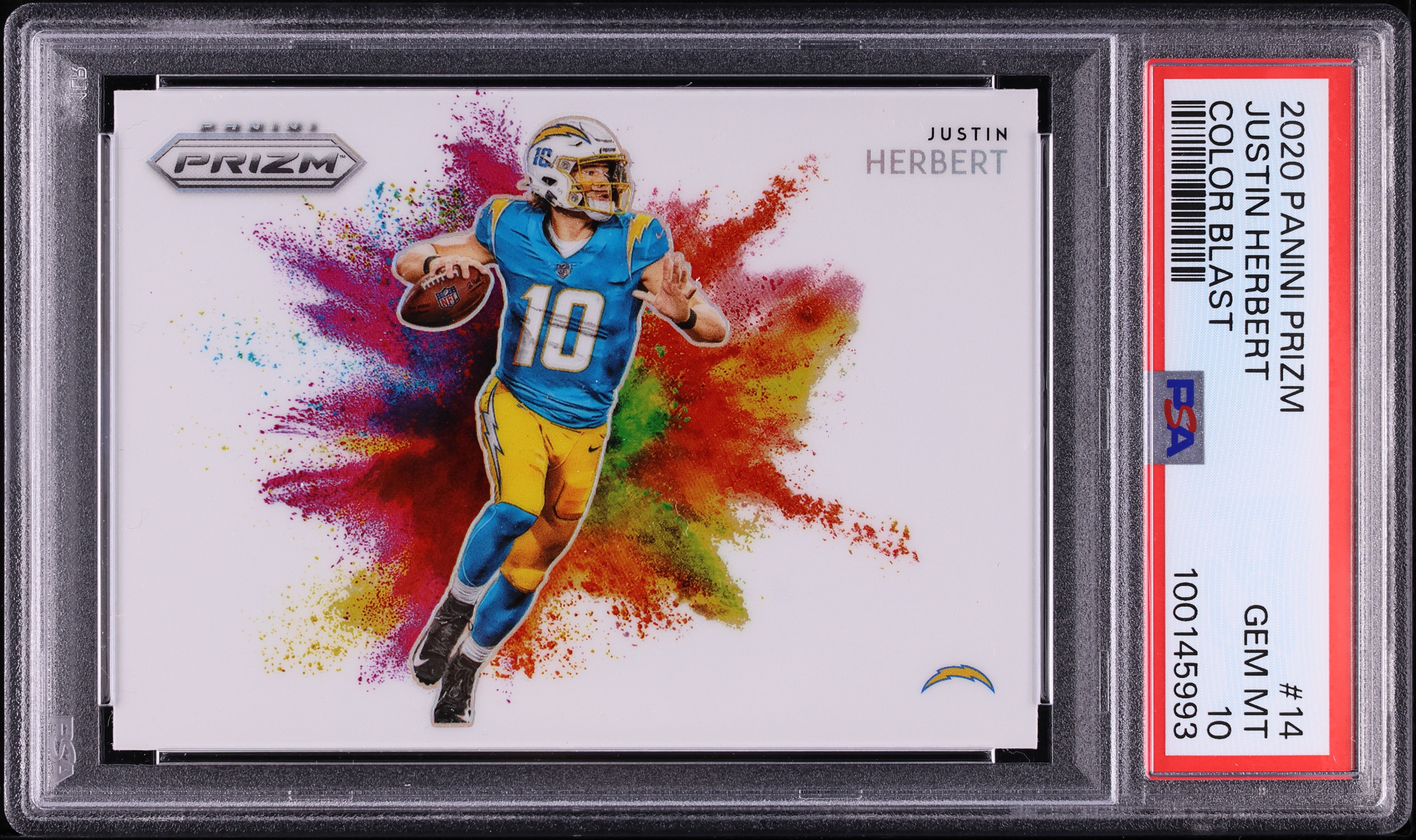 2020 Panini Prizm Color Blast Justin Herbert SP ROOKIE #14 PSA 10 GEM MINT