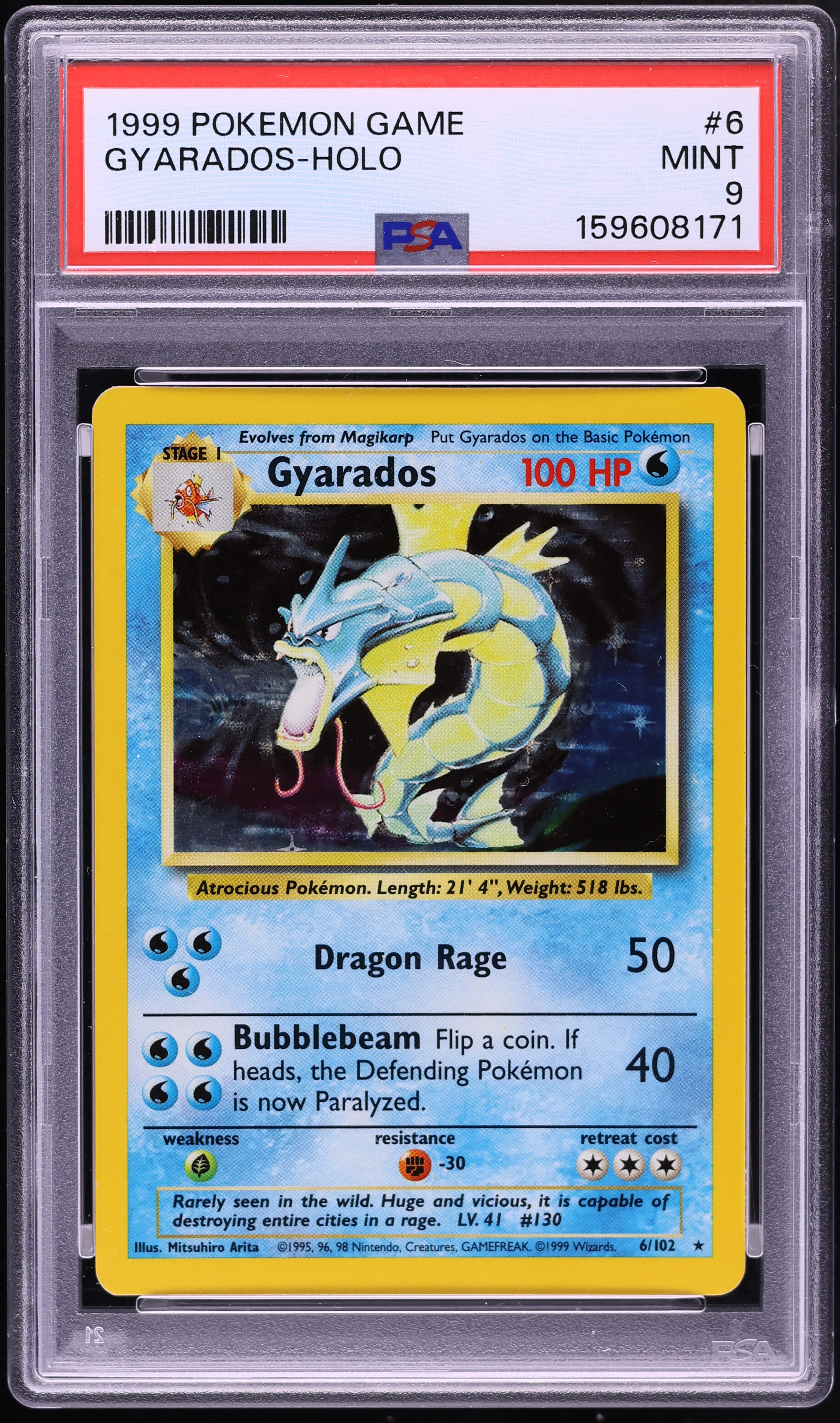 1999 Pokemon Base Set Holo Gyarados #6 PSA 9 MINT