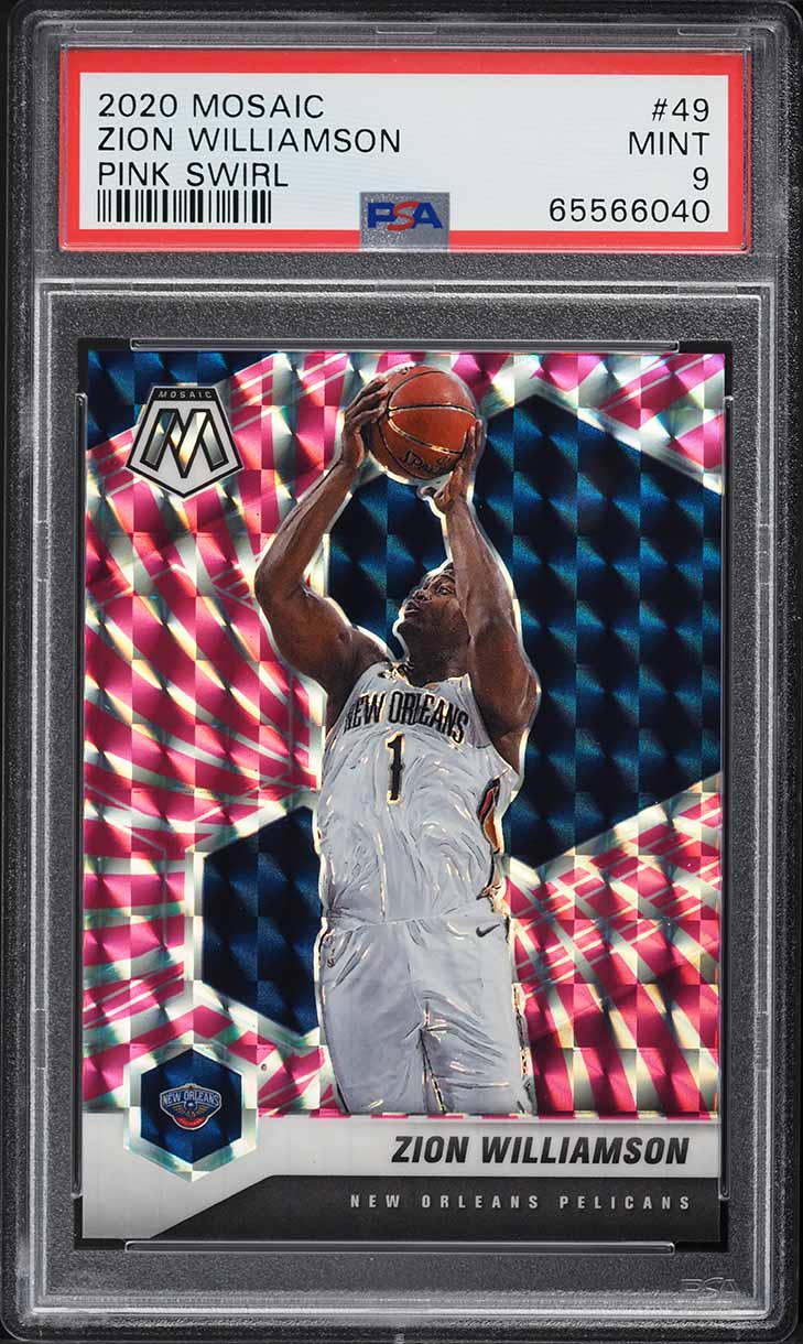 2020 Panini Mosaic Pink Swirl Zion Williamson JERSEY # 1/11 #49 PSA 9 MINT