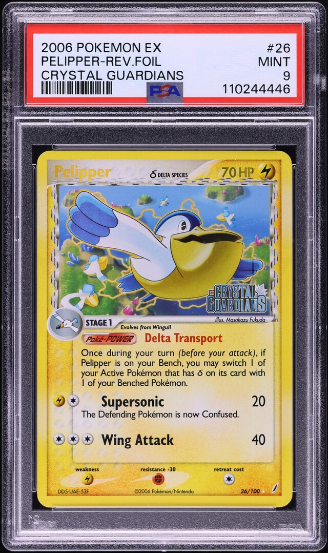 2006 Pokemon EX Crystal Guardians Reverse Holo Pelipper #26 PSA 9 MINT