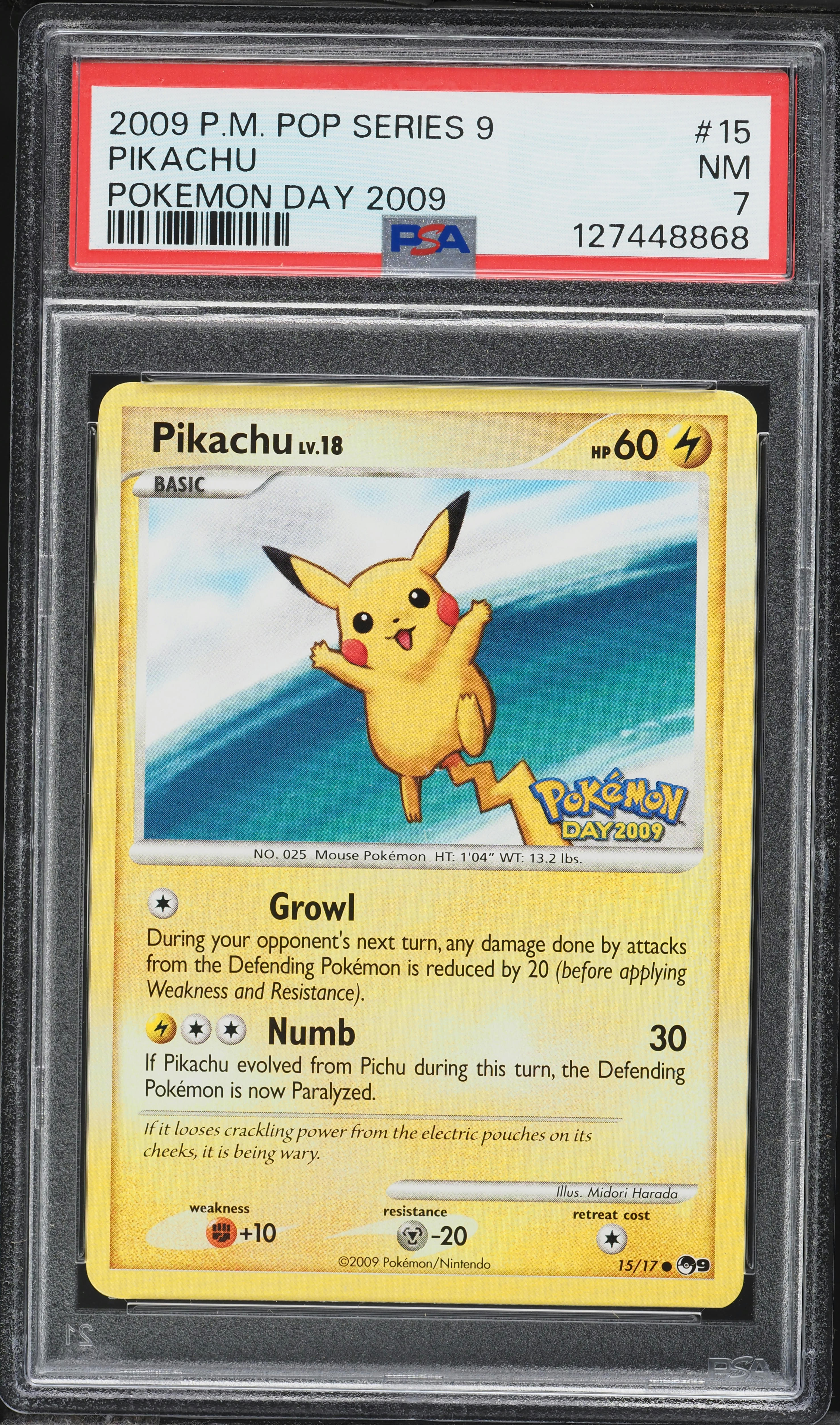 2009 Pokemon POP Series 9 Day '09 Pikachu #15 PSA 7 NRMT