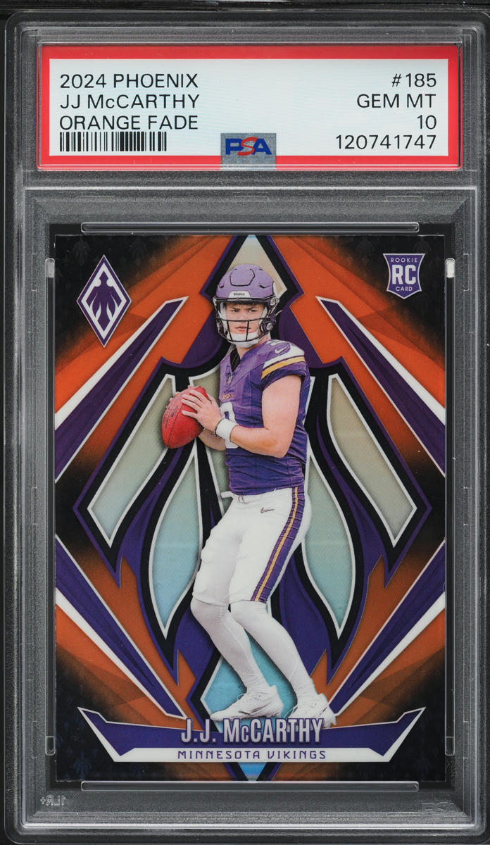 2024 Panini Phoenix Orange Fade J.J. McCarthy ROOKIE #185 PSA 10 GEM MINT