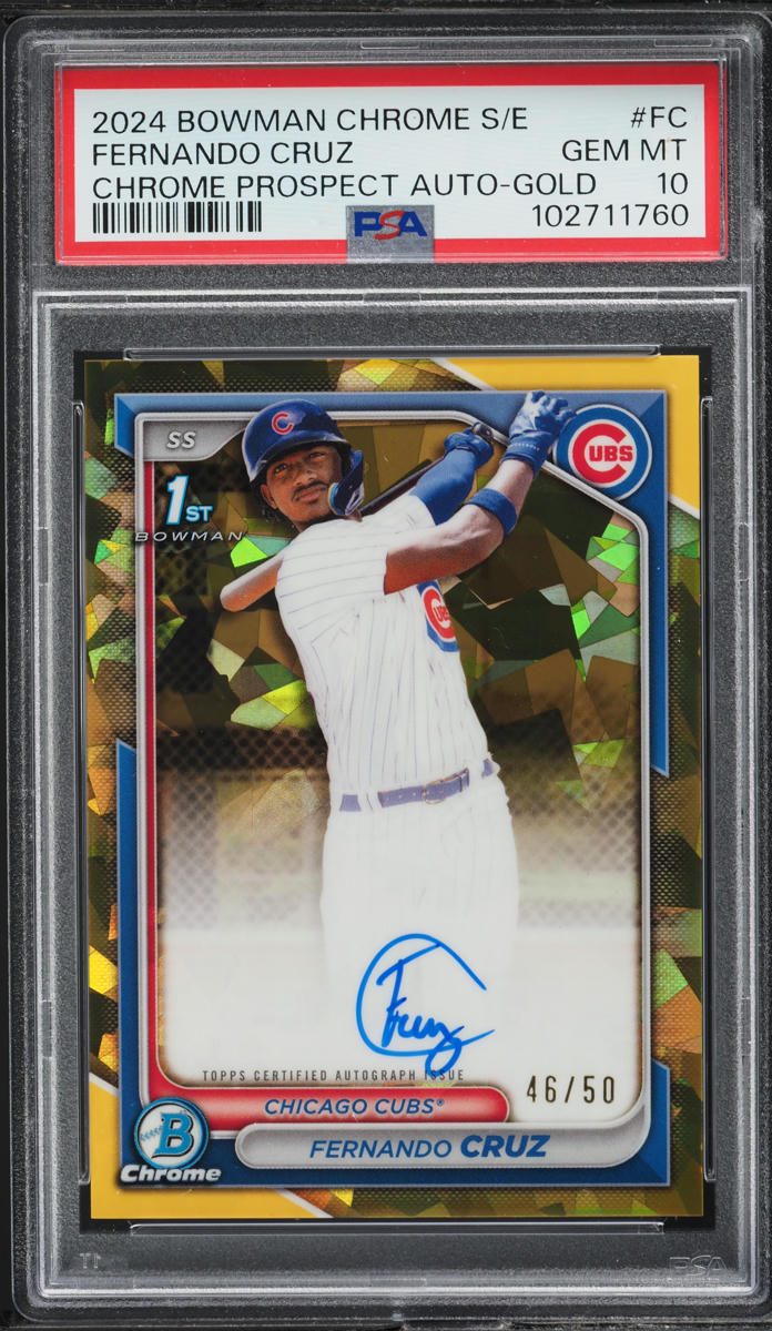 2024 Bowman Chrome Sapphire Gold Fernando Cruz PROSPECT AUTO /50 #CSPA-FC PSA 10