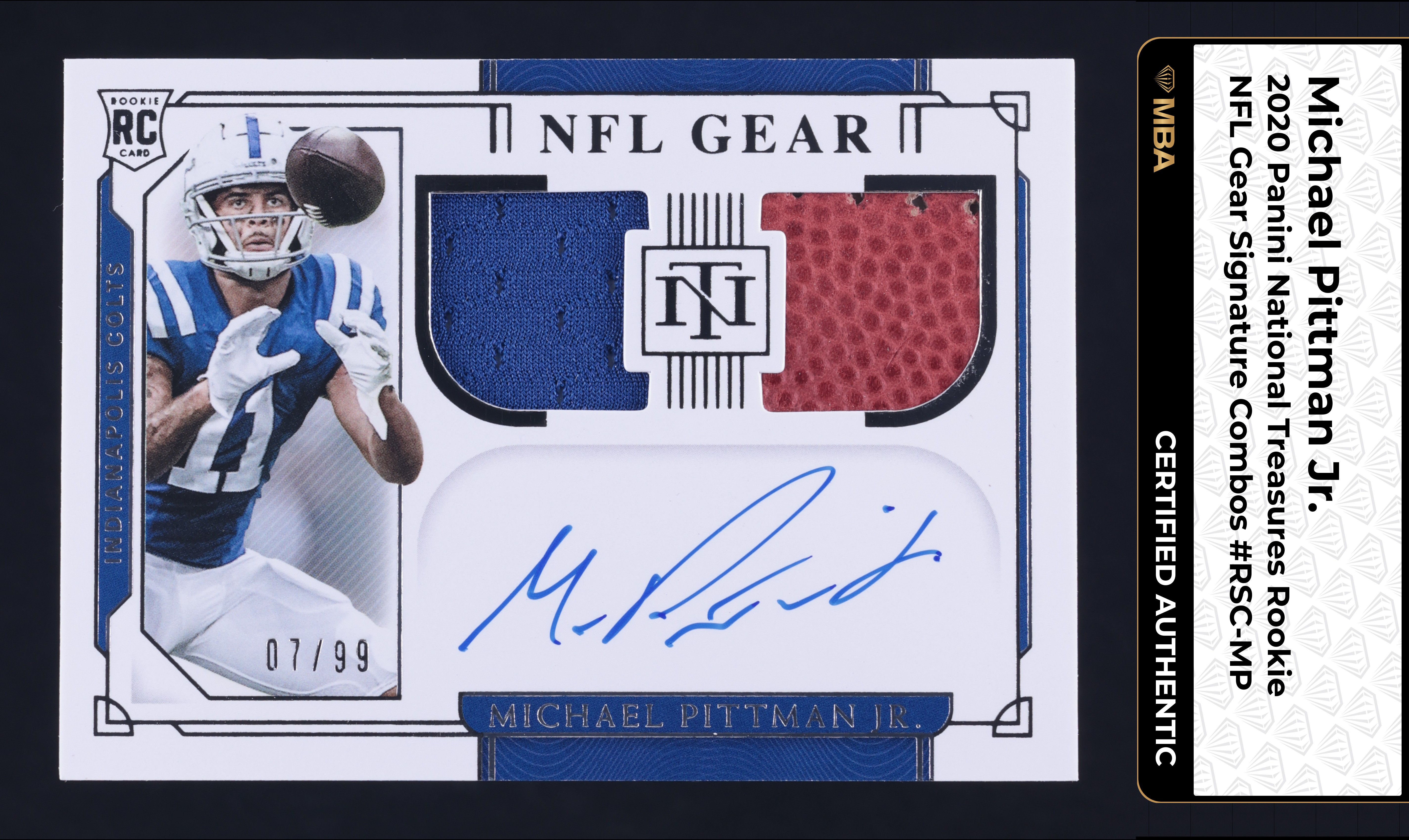 2020 National Treasures NFL Gear Michael Pittman Jr. RC PATCH AUTO /99 MBA AUTH