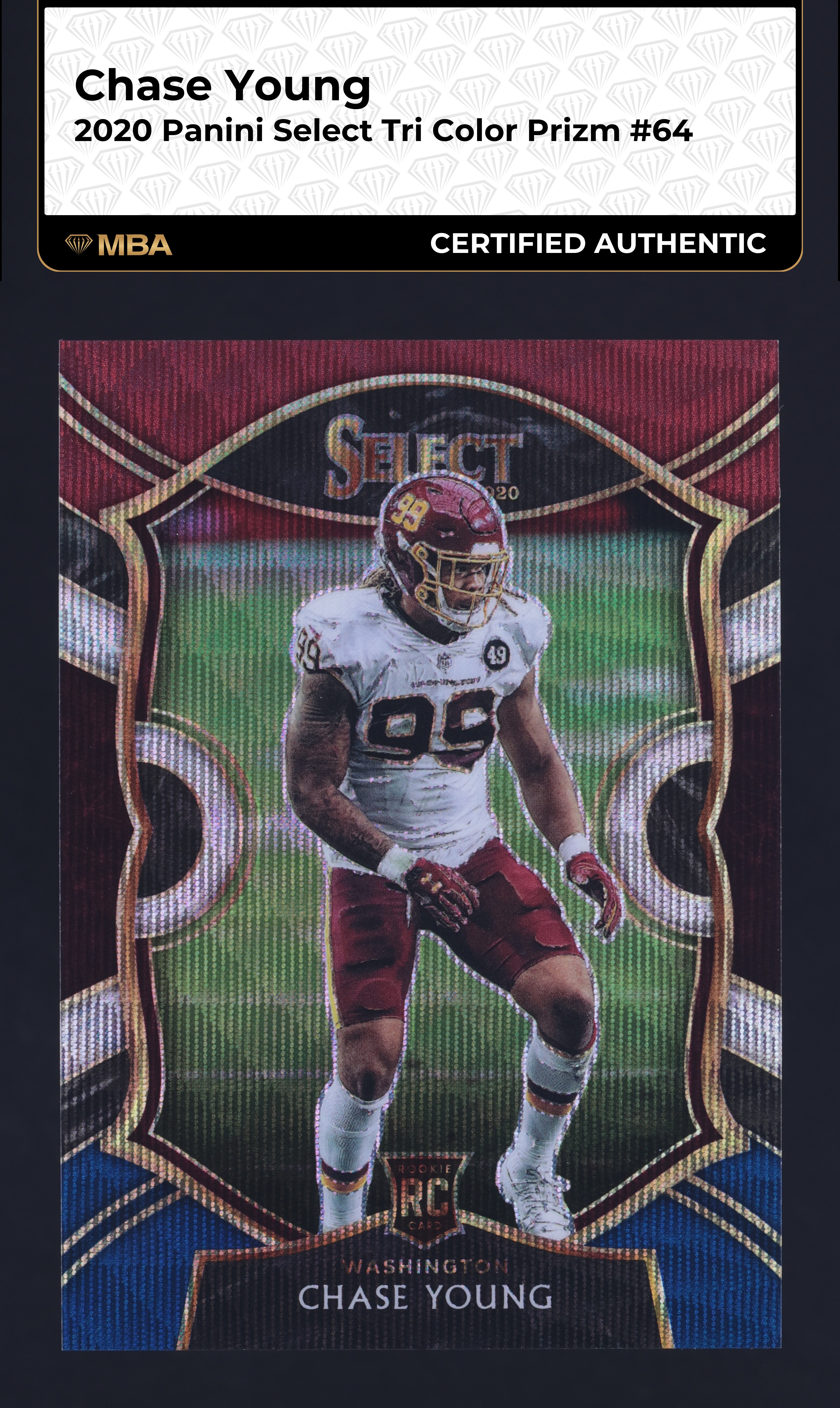 2020 Select Concourse Tri-Color Prizm Chase Young ROOKIE /199 #64 MBA AUTH