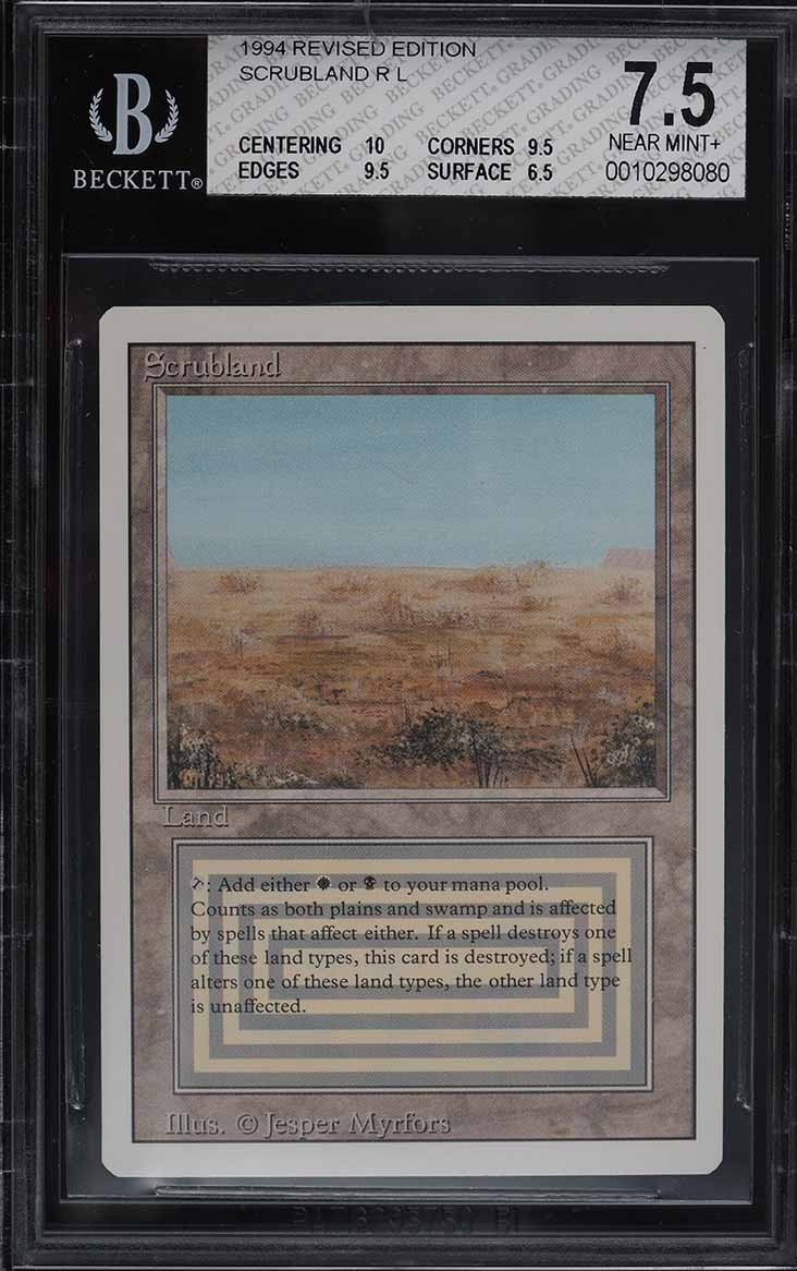 1994 Magic the Gathering MTG Revised Edition Dual Land Scrubland R L ...