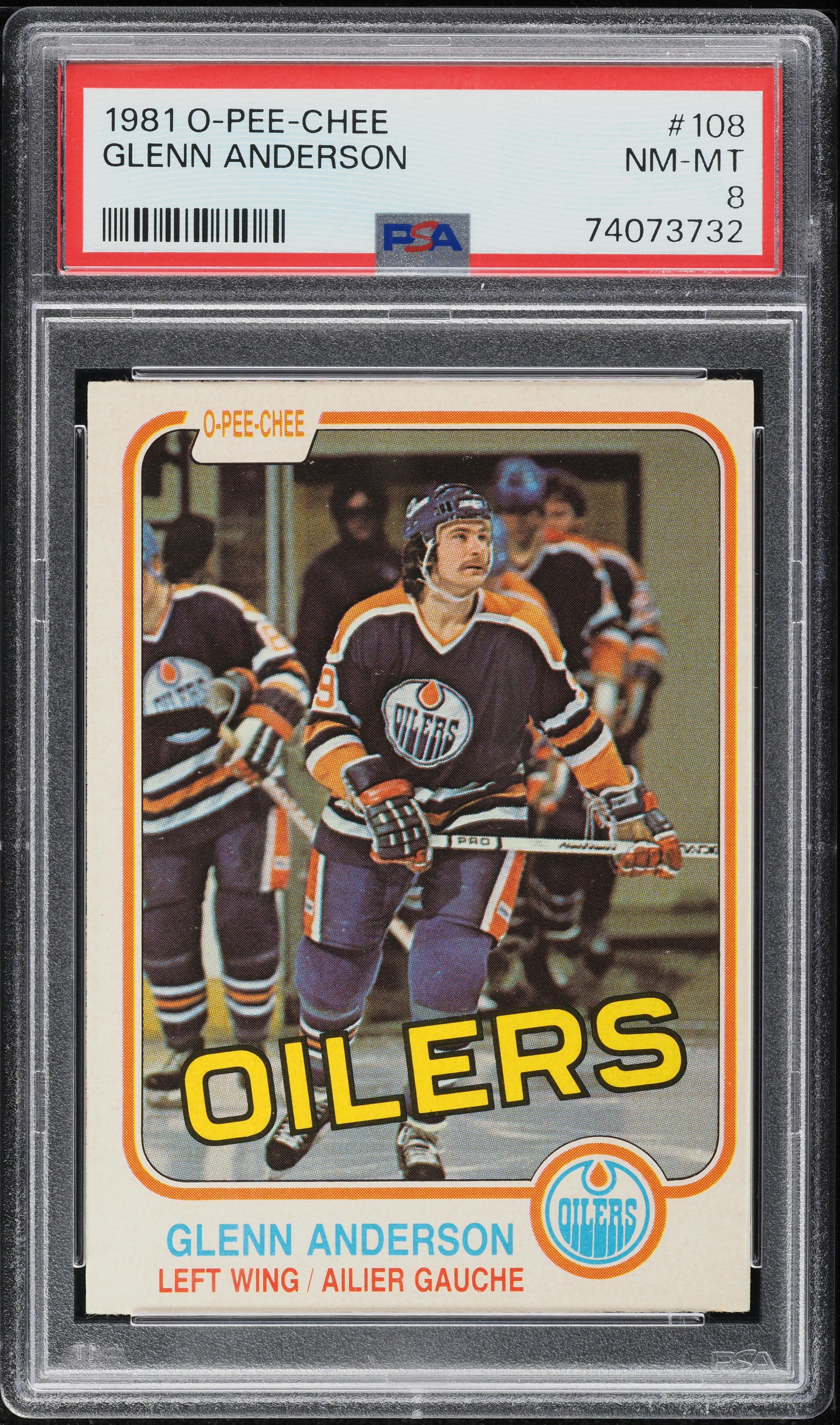 1981 O-Pee-Chee Hockey Glenn Anderson ROOKIE #108 PSA 8 NM-MT