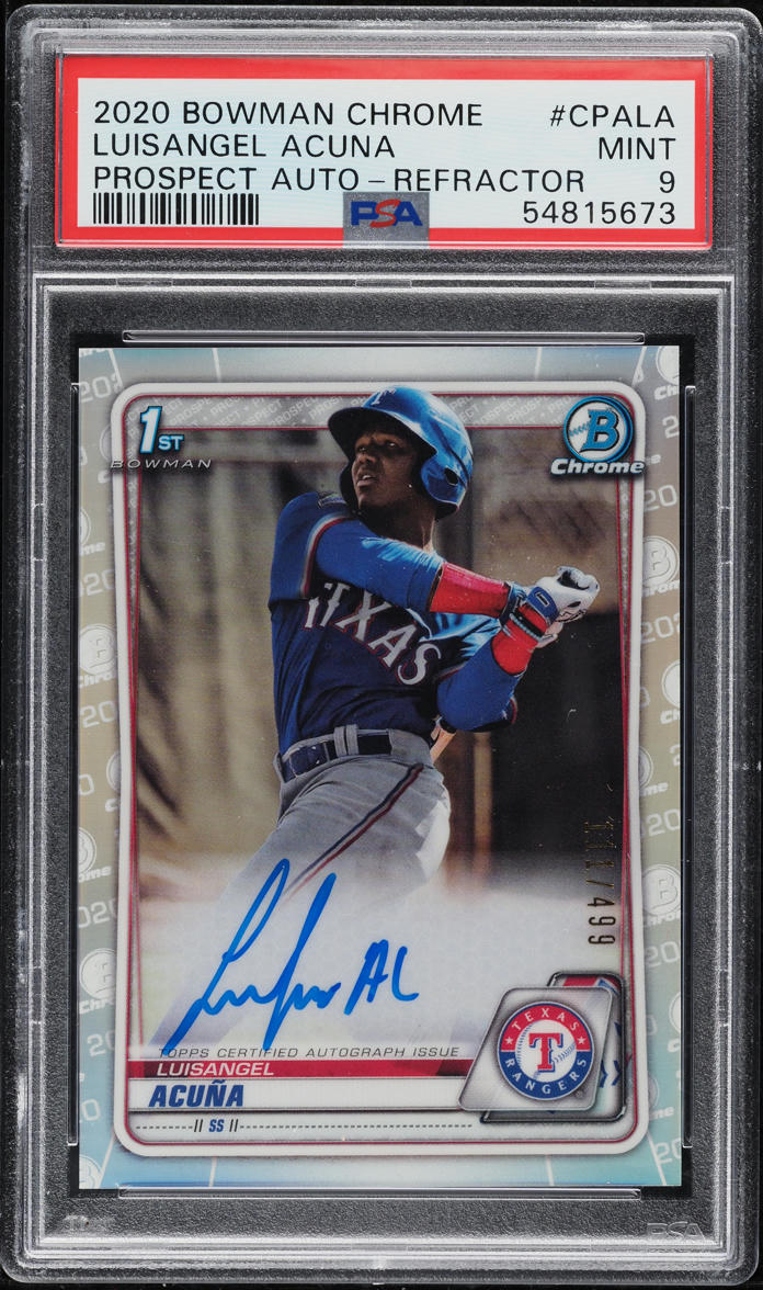 2020 Bowman Chrome Refractor Luisangel Acuna PROSPECT AUTO /499 #CPA-LA PSA 9
