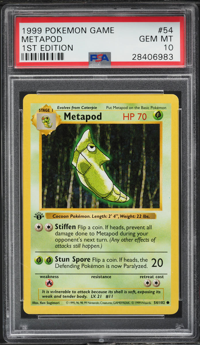 1999 Pokemon Base Set Shadowless 1st Edition Metapod #54 PSA 10 GEM MINT