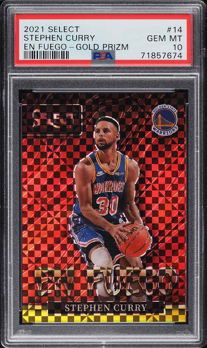 2021 Select En Fuego Gold Prizm Stephen Curry /10 #14 PSA 10 GEM MINT