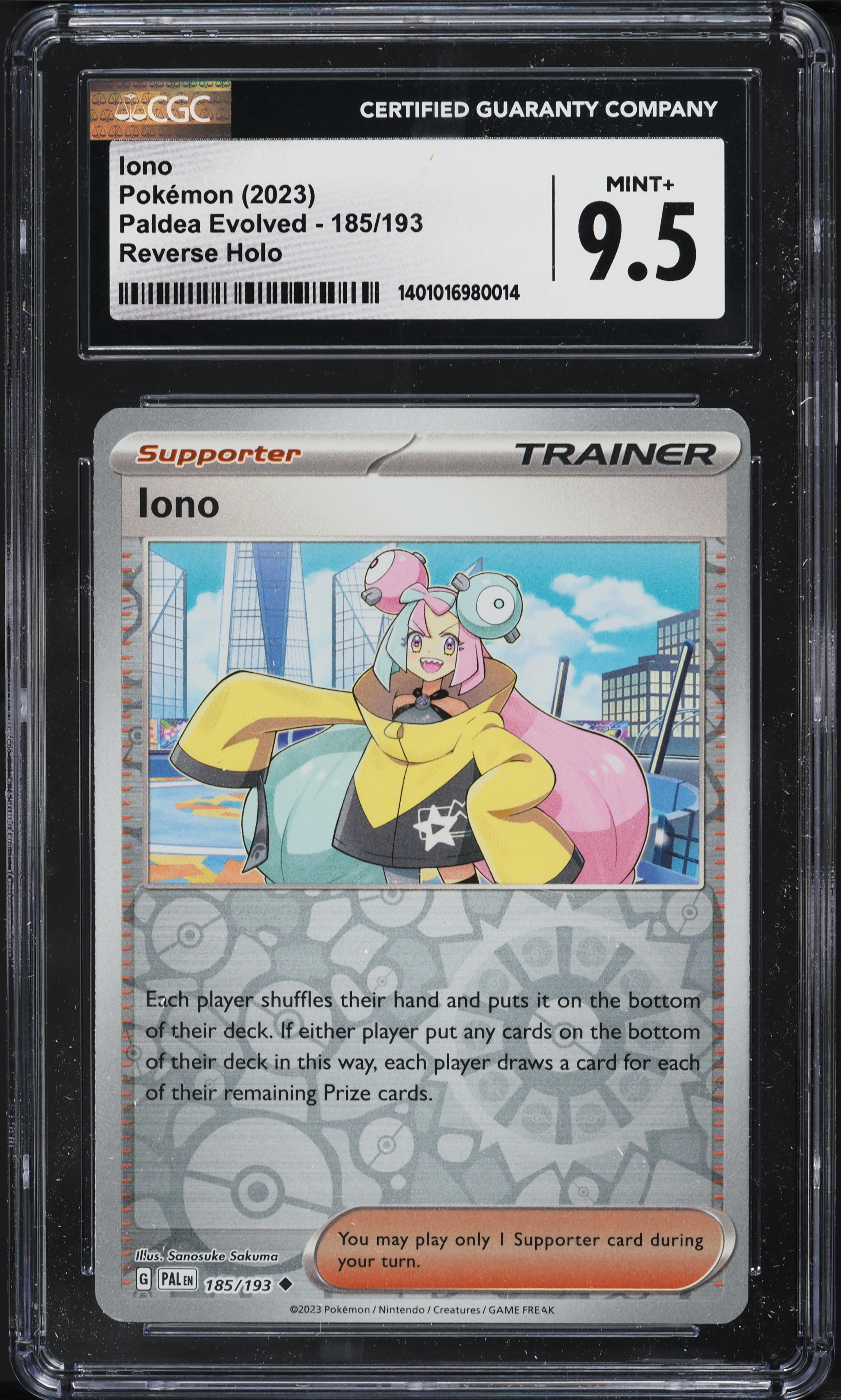 2023 Pokemon Scarlet & Violet Paldea Evolved Reverse Holo Iono #185 CGC 9.5