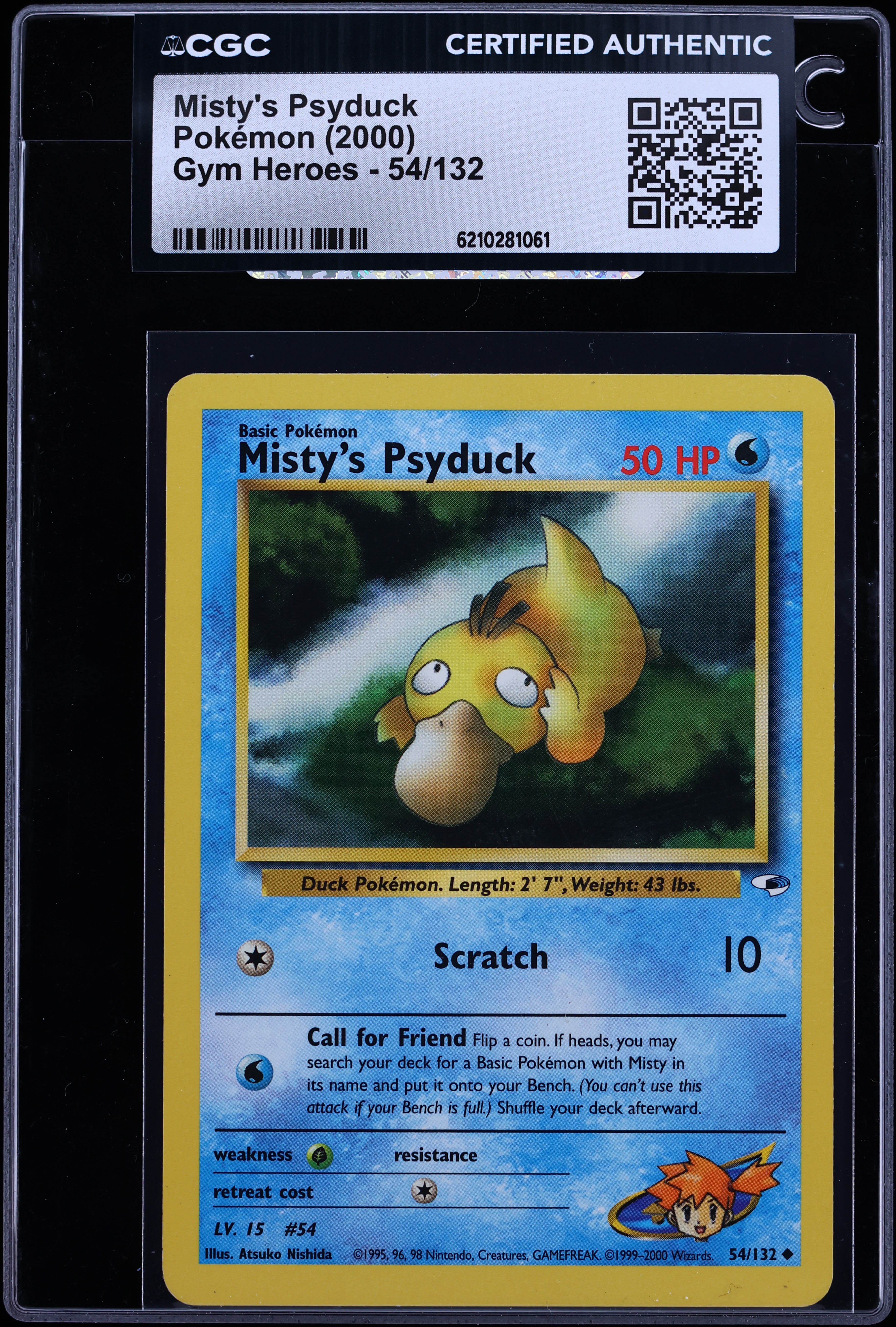 2000 Pokemon Gym Heroes Misty's Psyduck #54 CGC AUTH